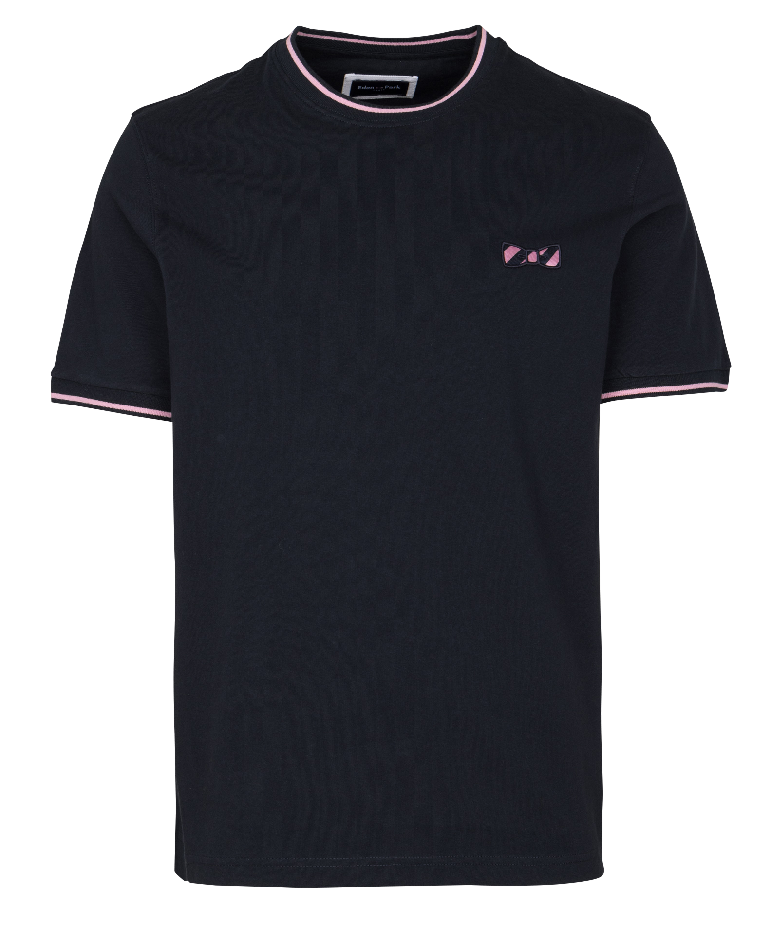 Tee-shirt droit col rond brodé en coton  EDEN PARK Bleu