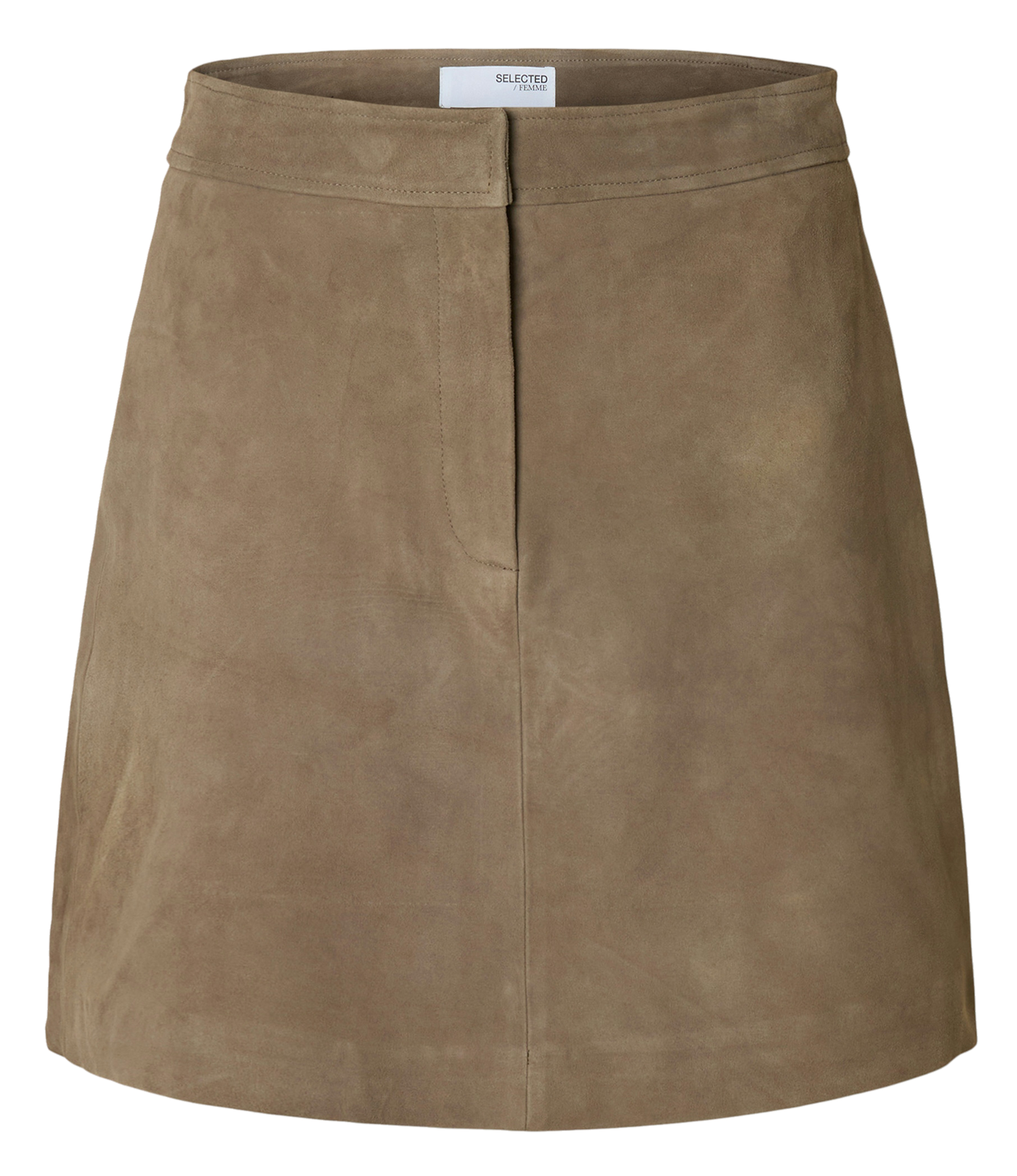Short suede skirt SELECTED Grey