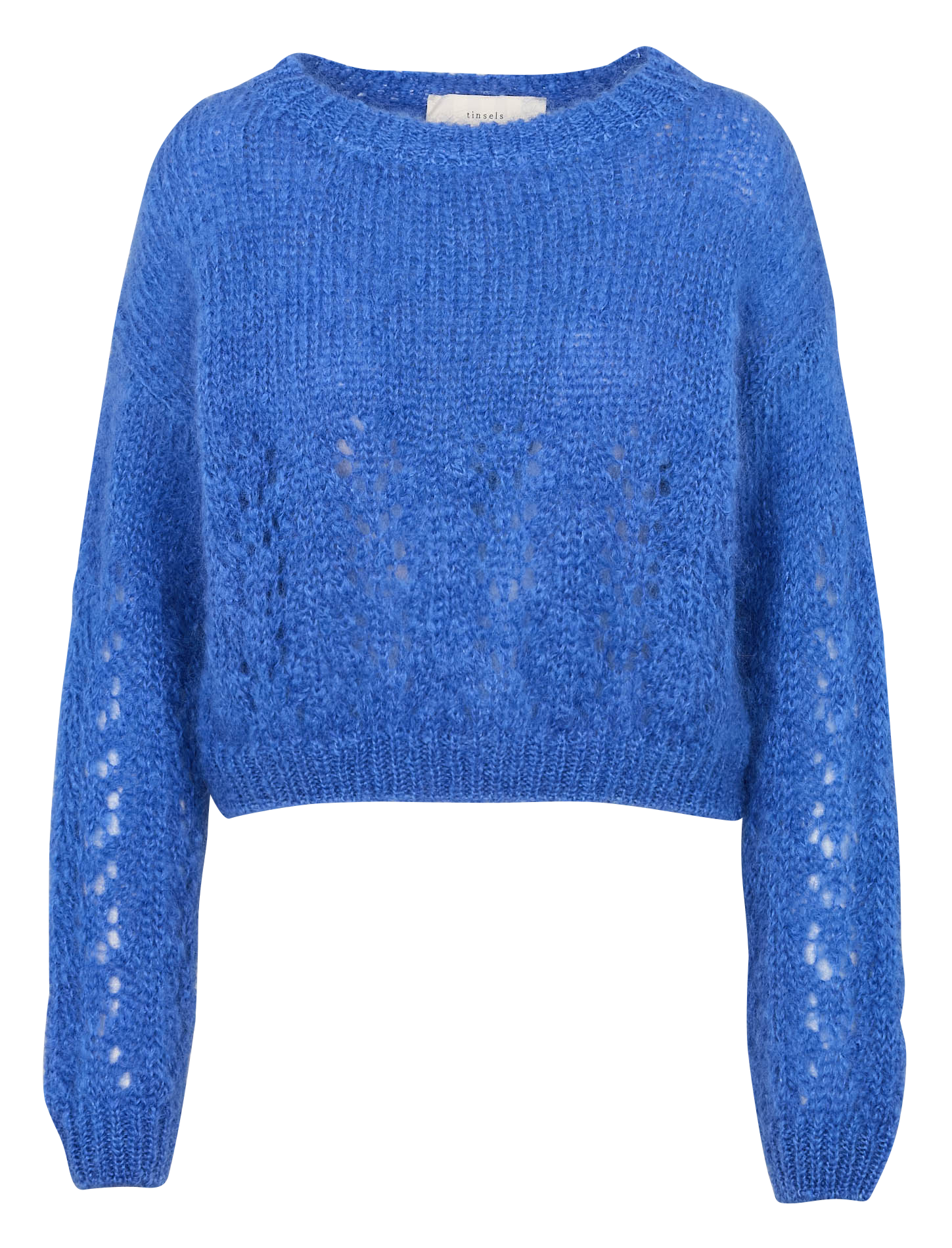 Pull col rond en mohair mélangé TINSELS Bleu