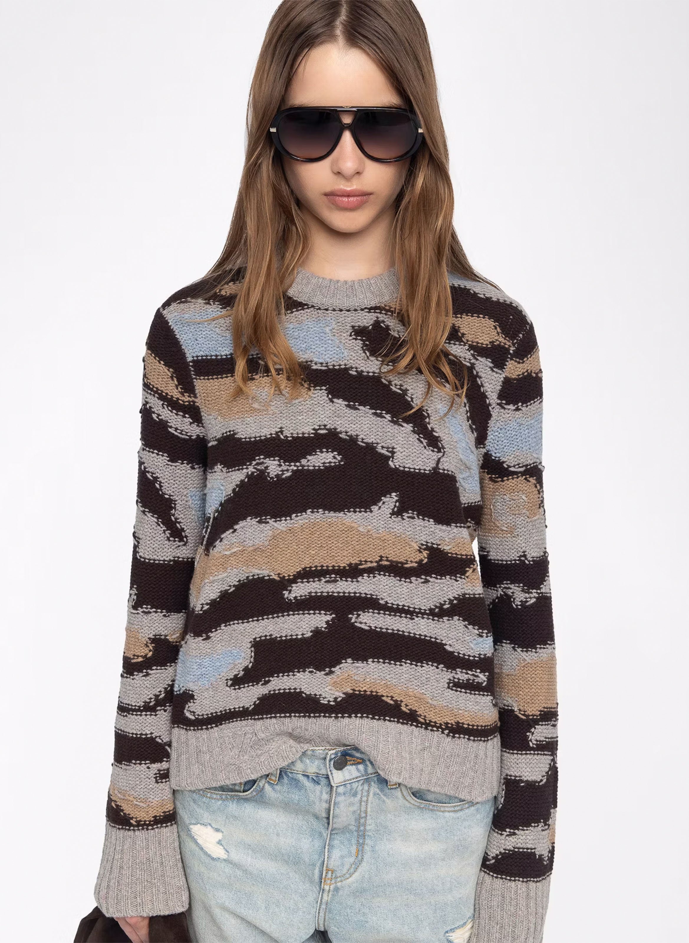 Printed wool and cashmere sweater ZADIG&VOLTAIRE Brown