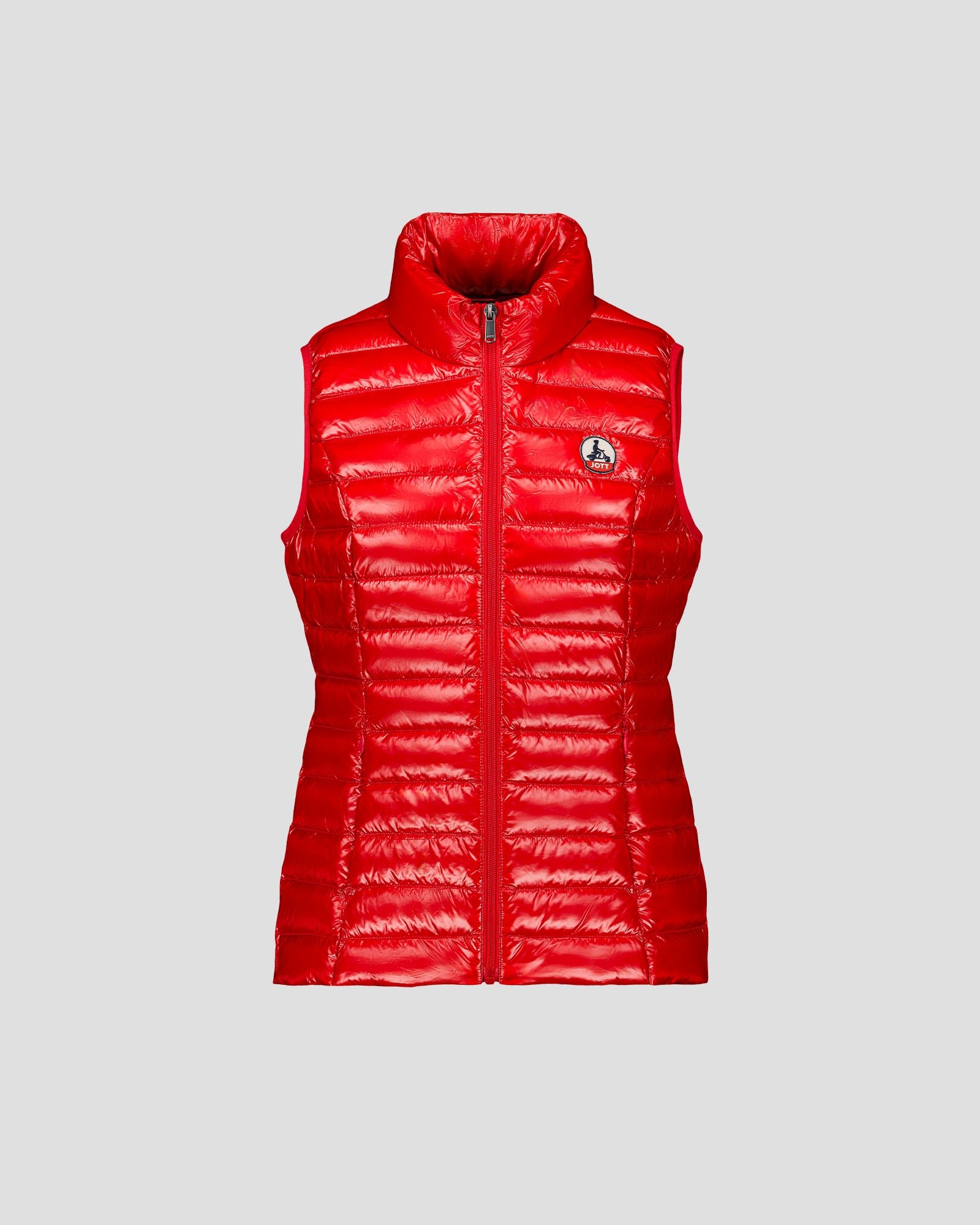 Seda Shiny Sleeveless Lightweight Puffer Coat JOTT Red