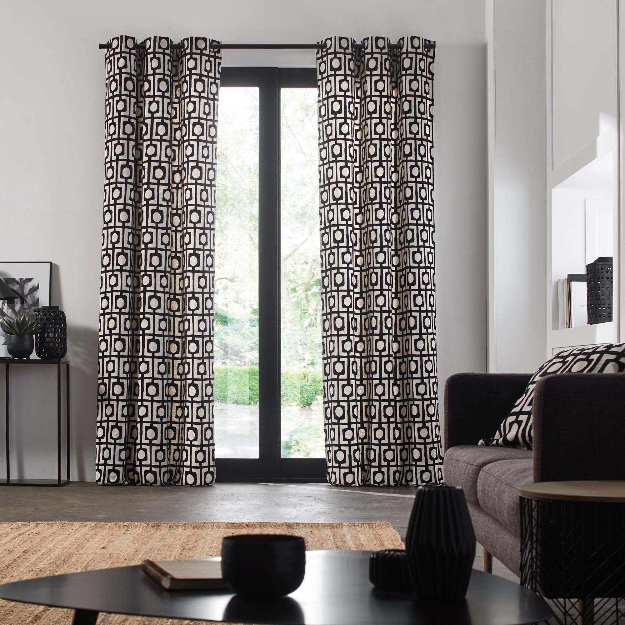 Curtain with black eyelets MADURA Beige