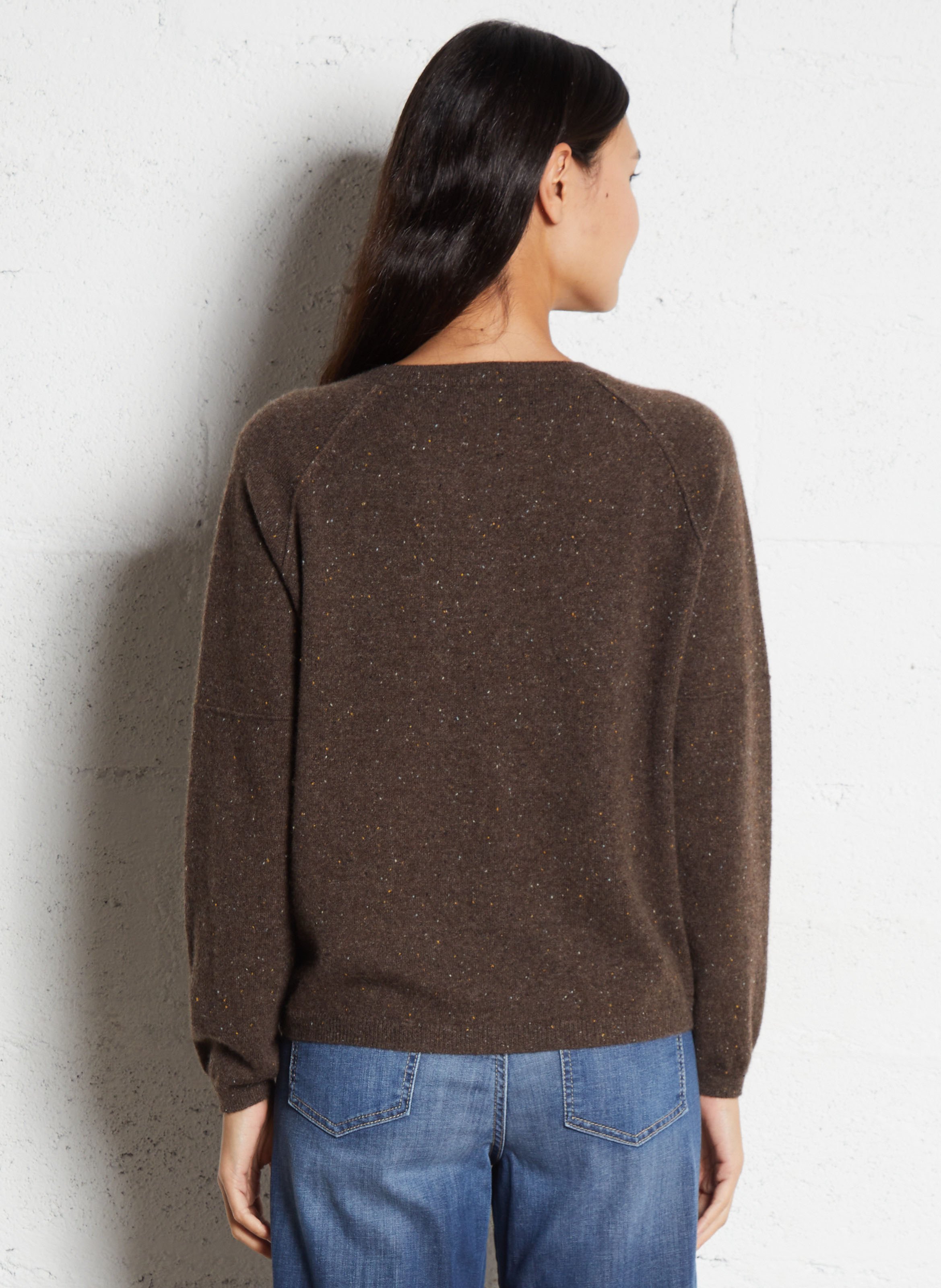 Cardigan moucheté en cachemire MAISON 123 Marron