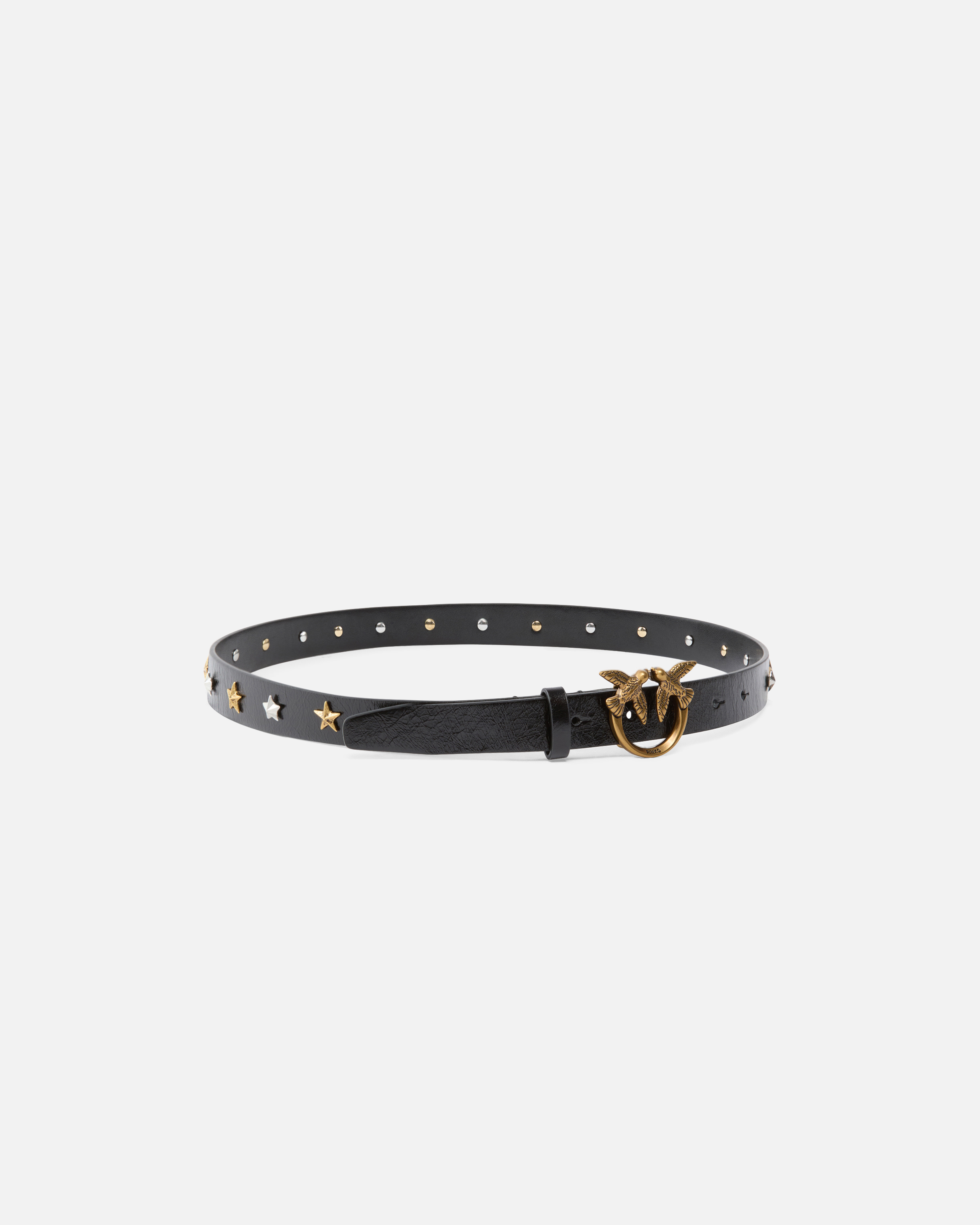 Studded belt with love birds buckle 2.2 cm PINKO Black