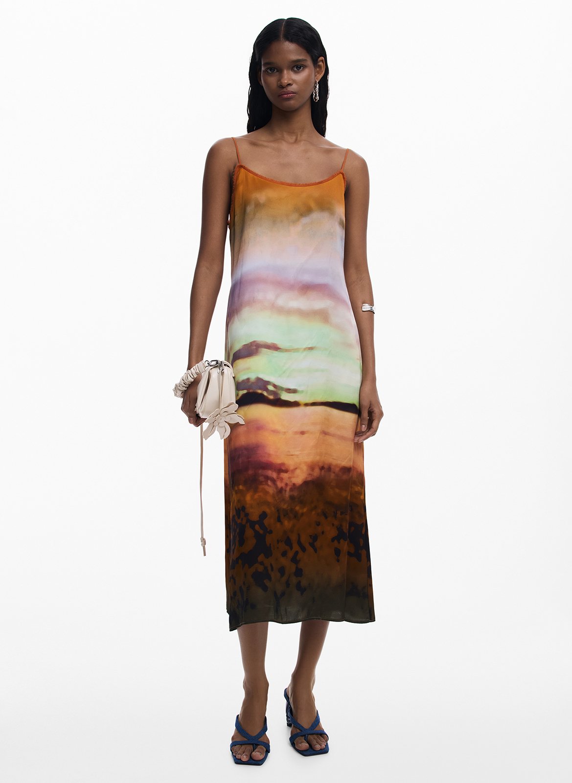 Robe midi col rond DESIGUAL Jaune