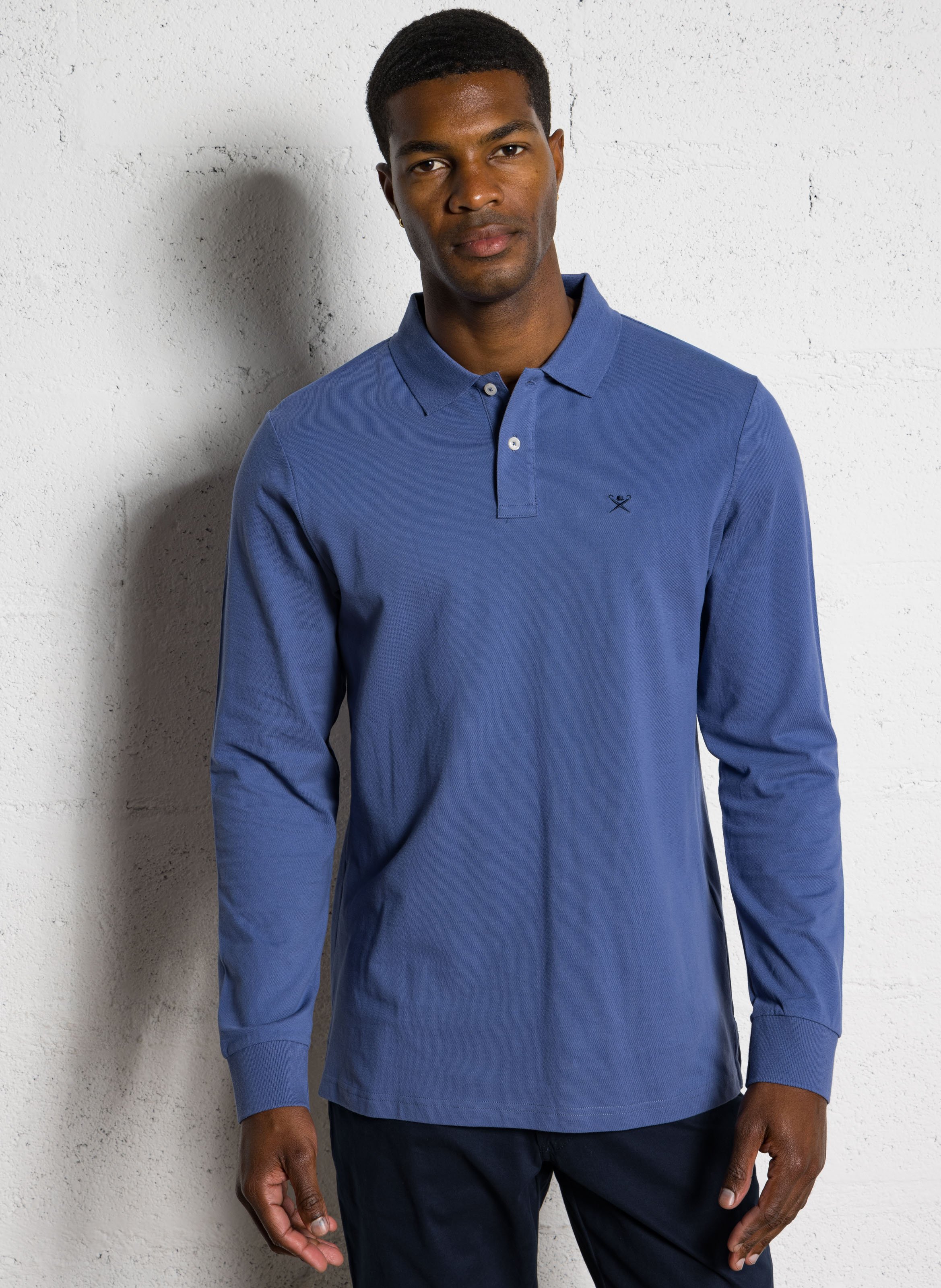 Polo manches longues en coton HACKETT Bleu