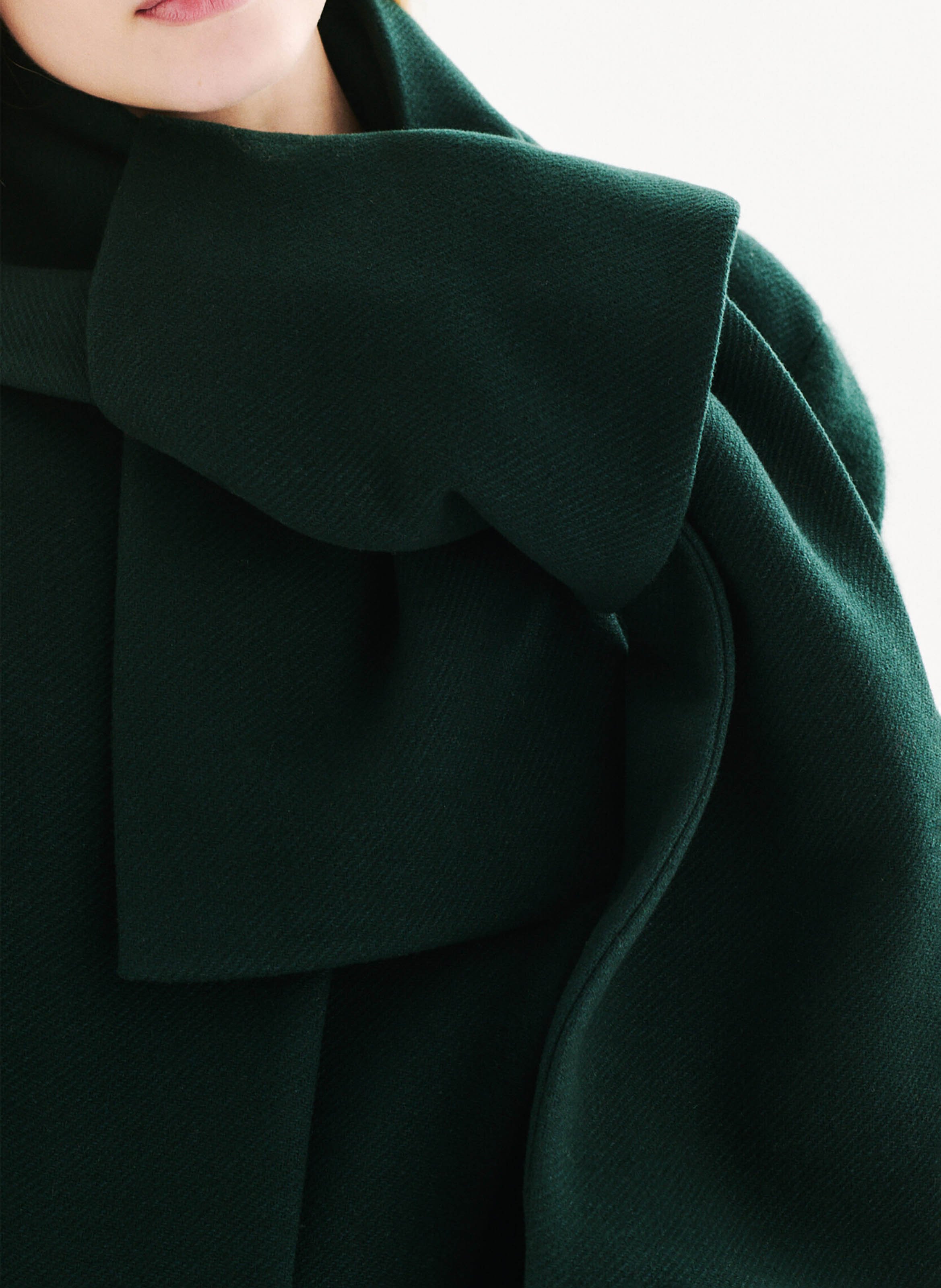 Manteau col montant en laine mélangée CAROLL Vert