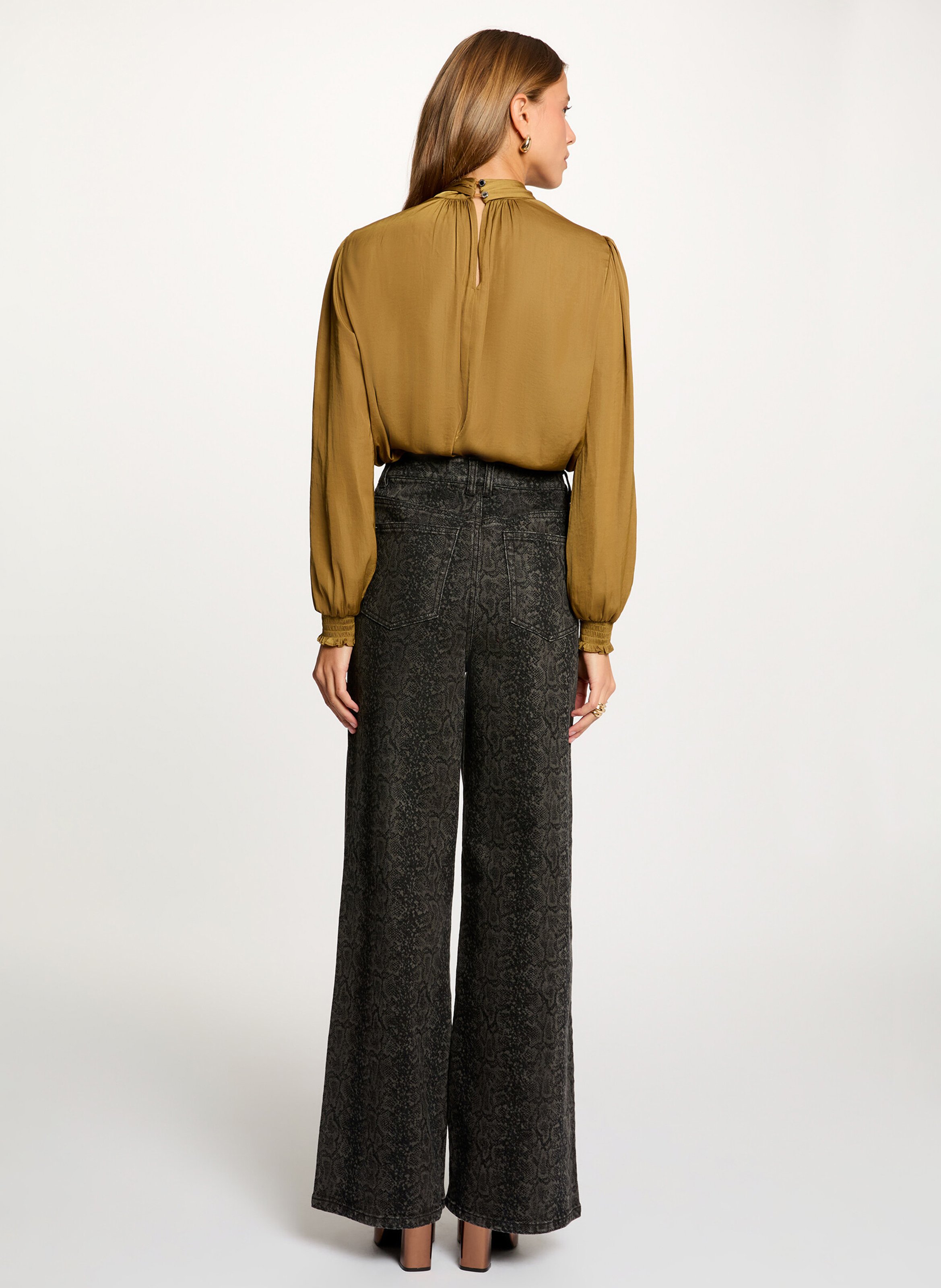 Blouse fluide col lavallière MORGAN Marron