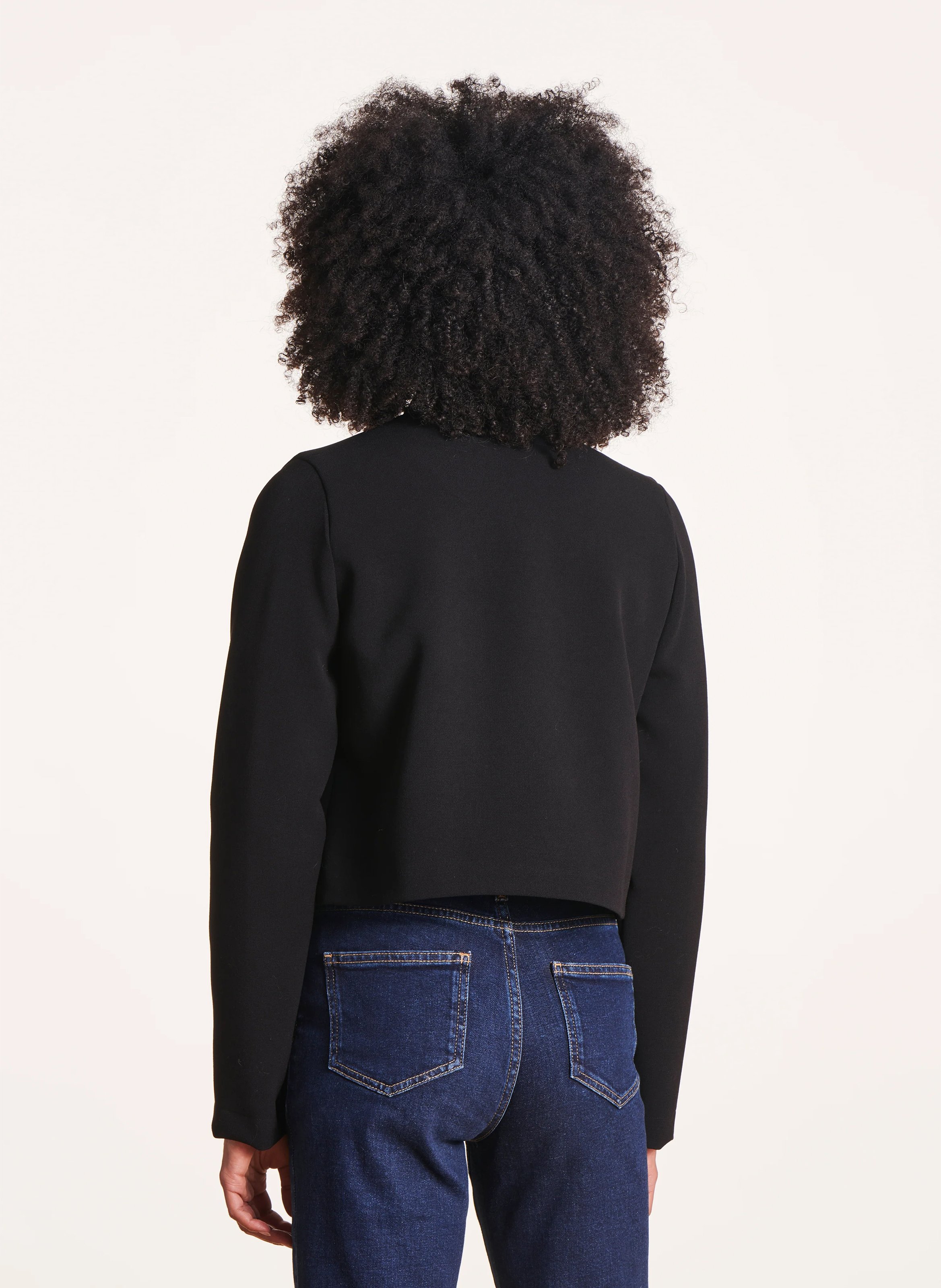 Veste courte droite col mao LA FEE MARABOUTEE Noir