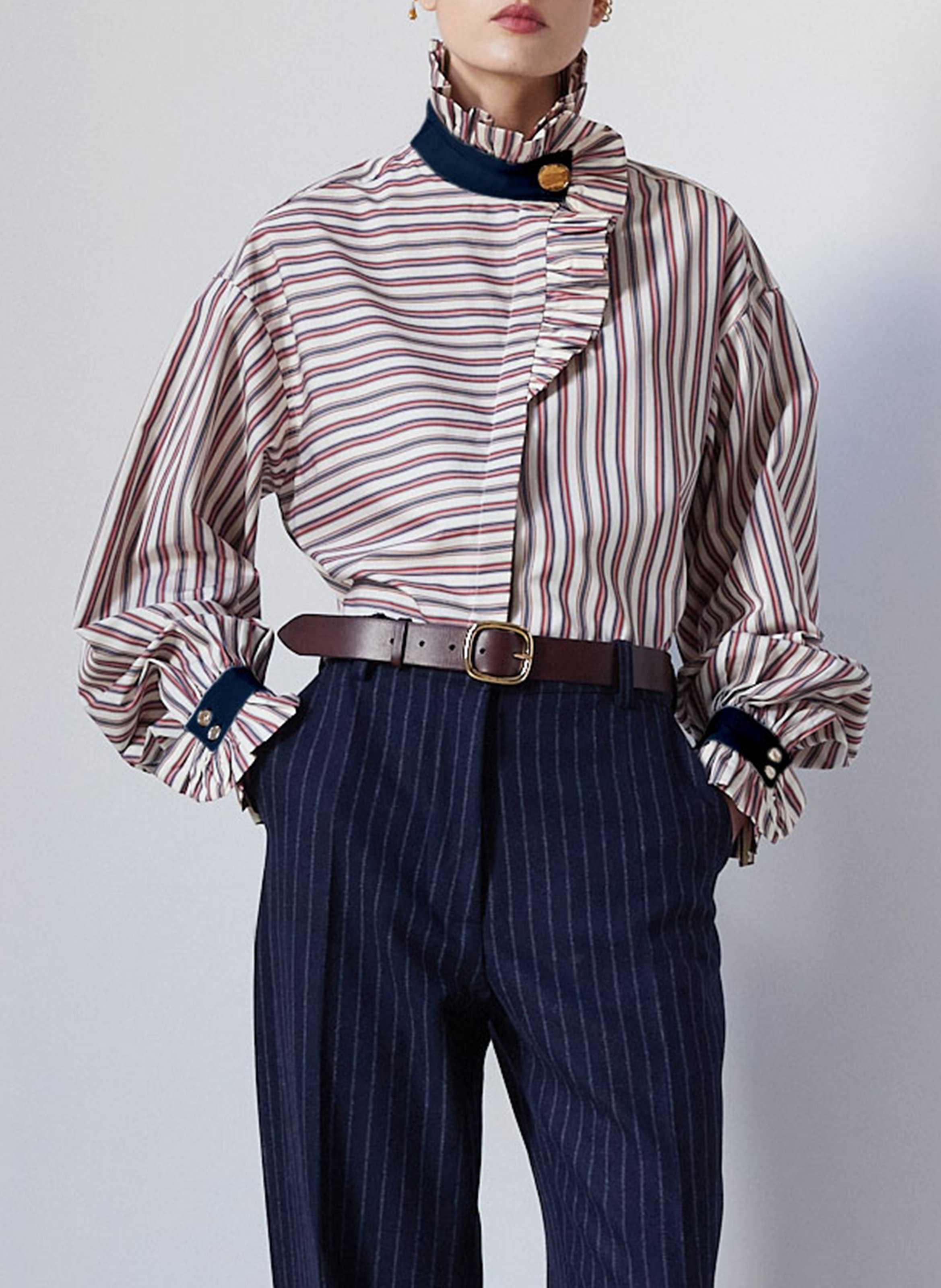 Organic cotton shirt with ruffled collar THE LABEL EDITION