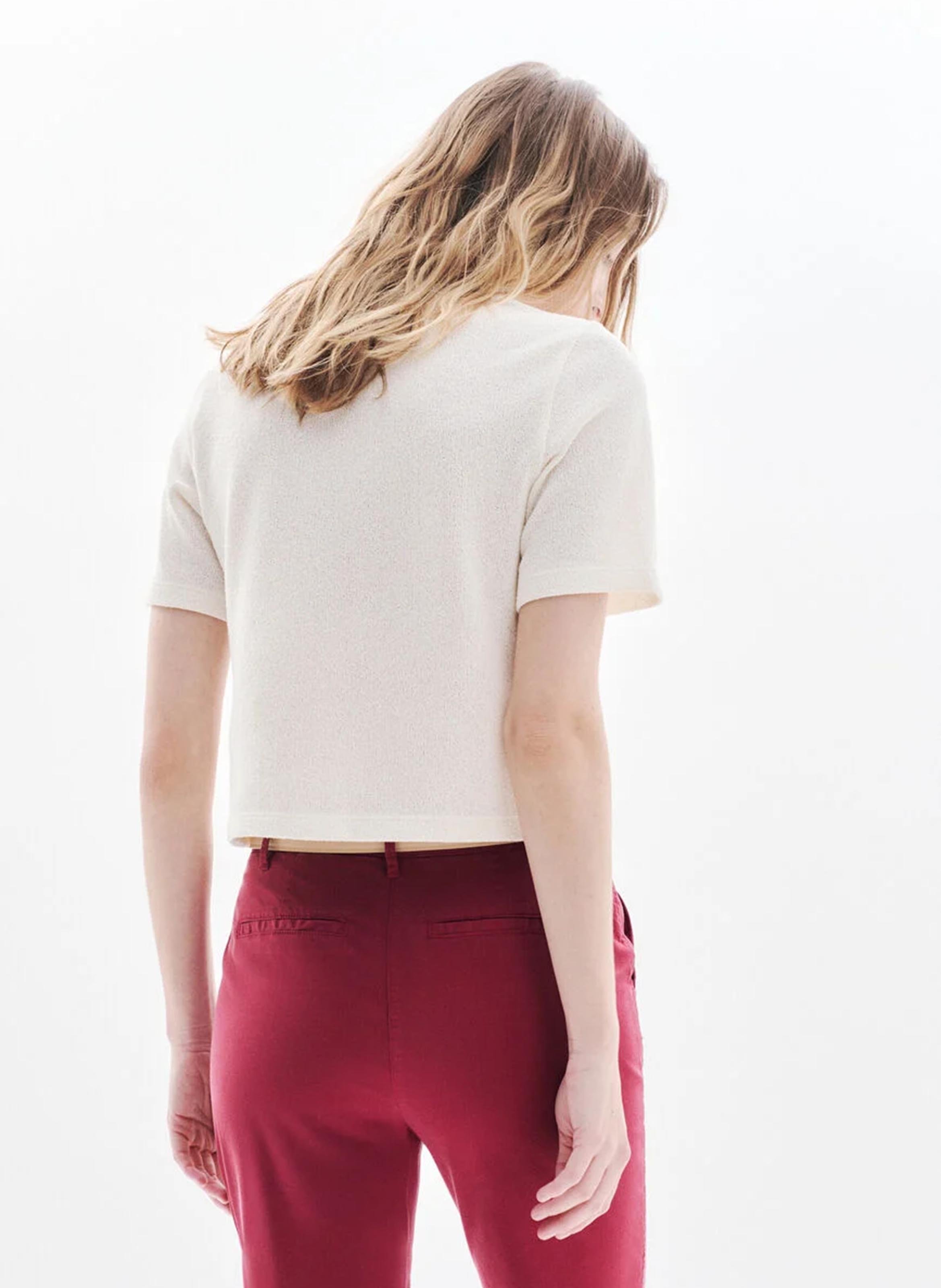 Straight V-neck T-shirt CAROLL Beige