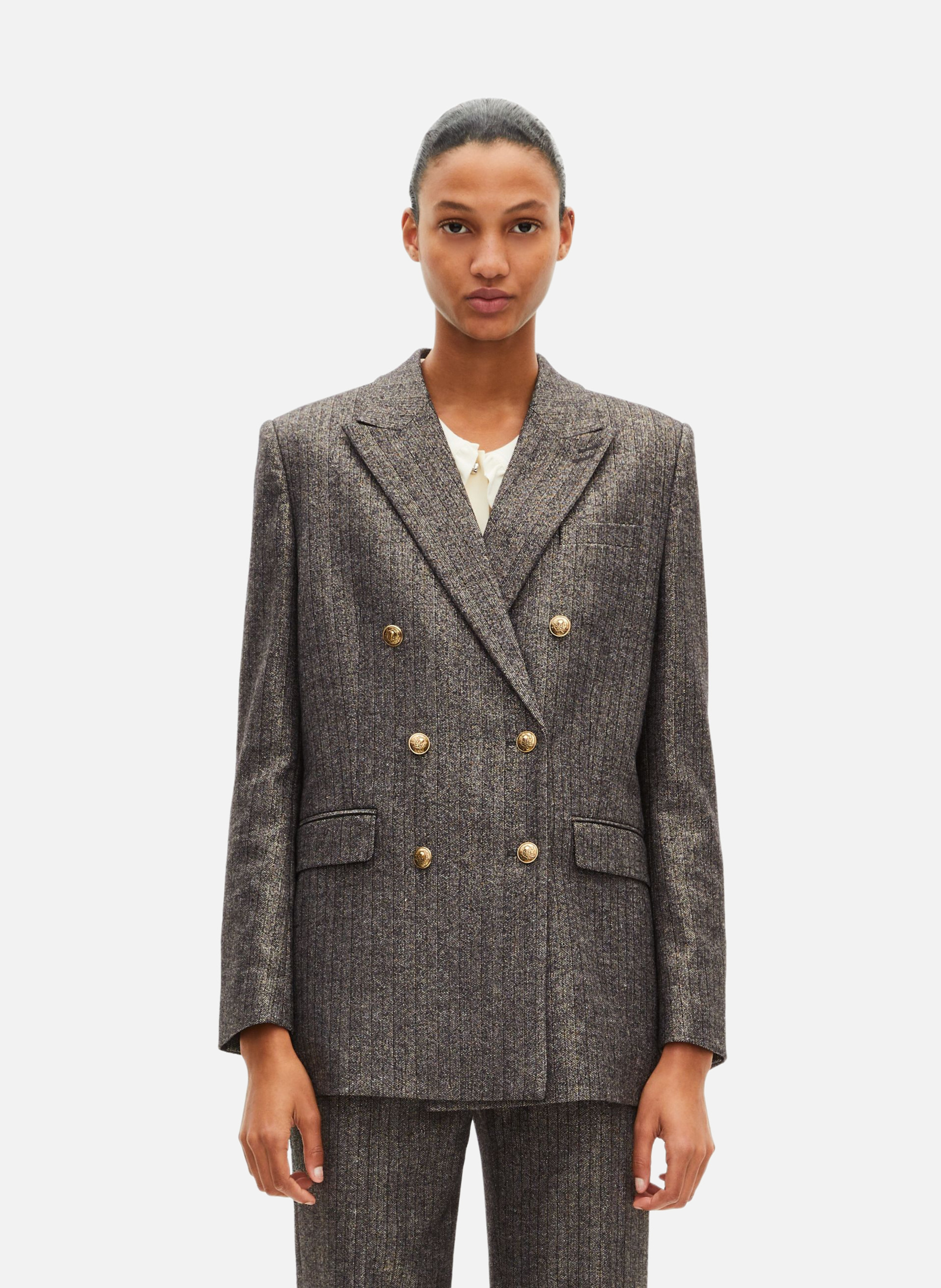 Veste tailleur à chevrons lurex THE KOOPLES Noir