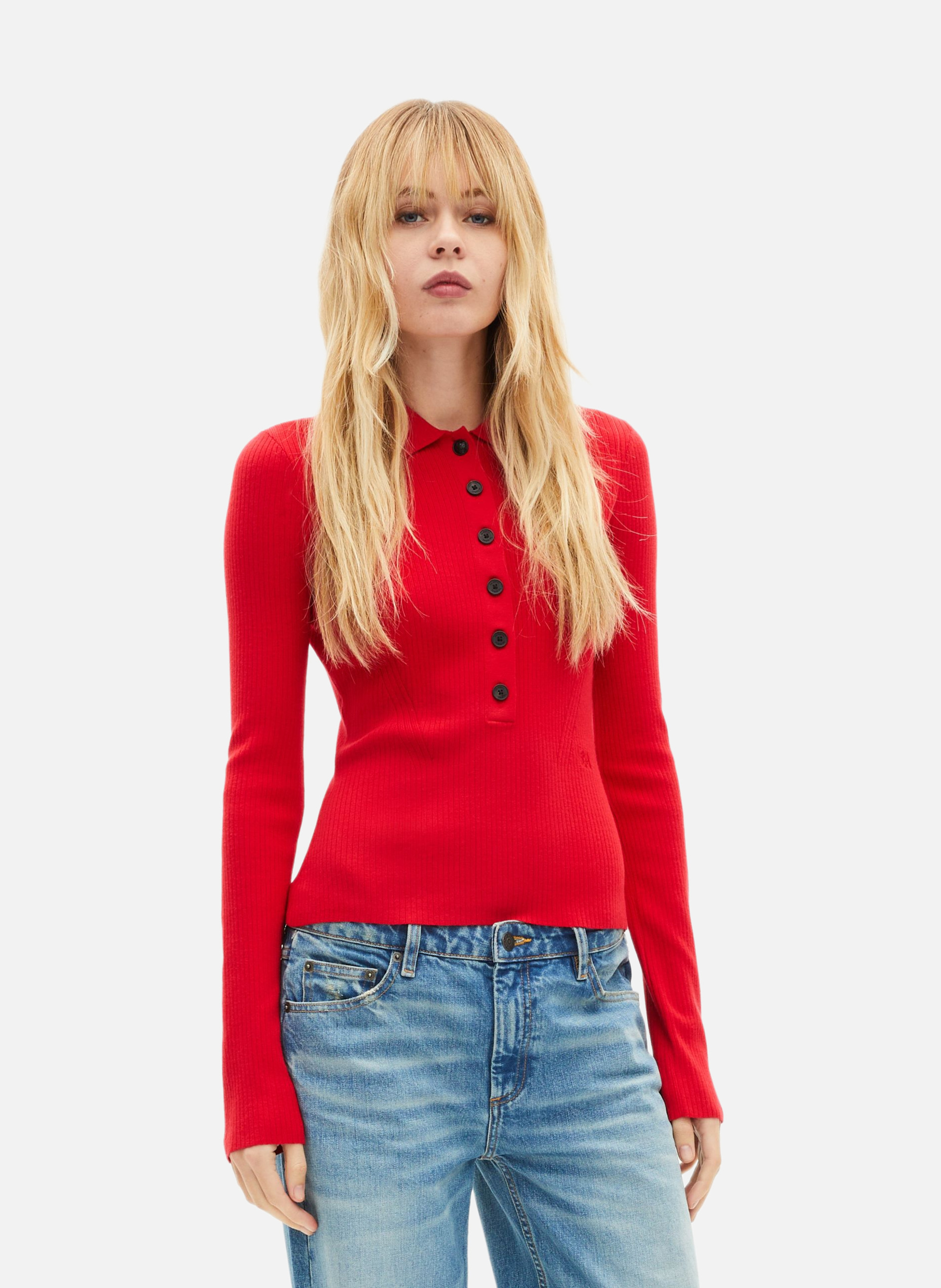 Knitted ribbed sweater THE KOOPLES Red
