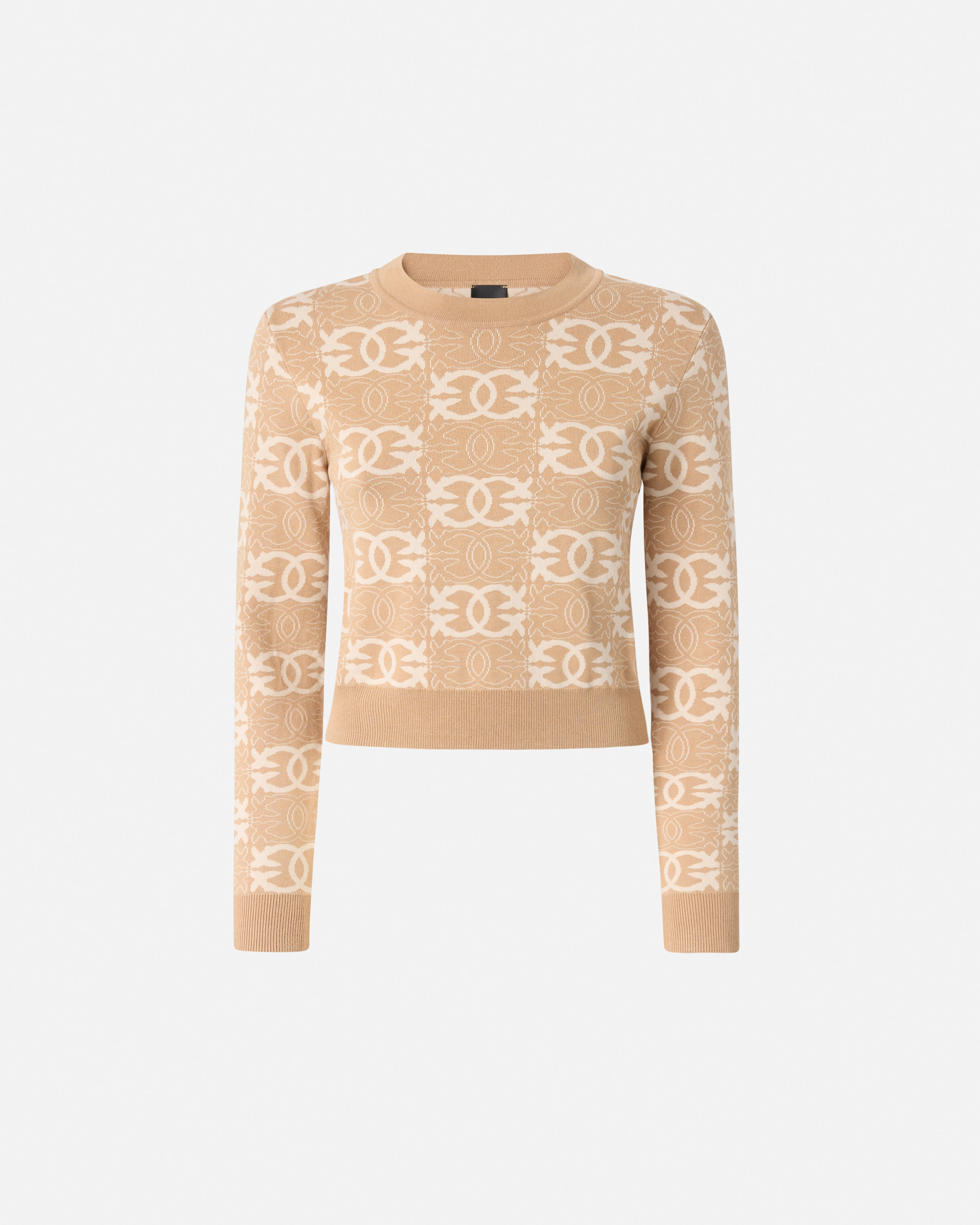 Cropped logo love birds sweater PINKO Beige