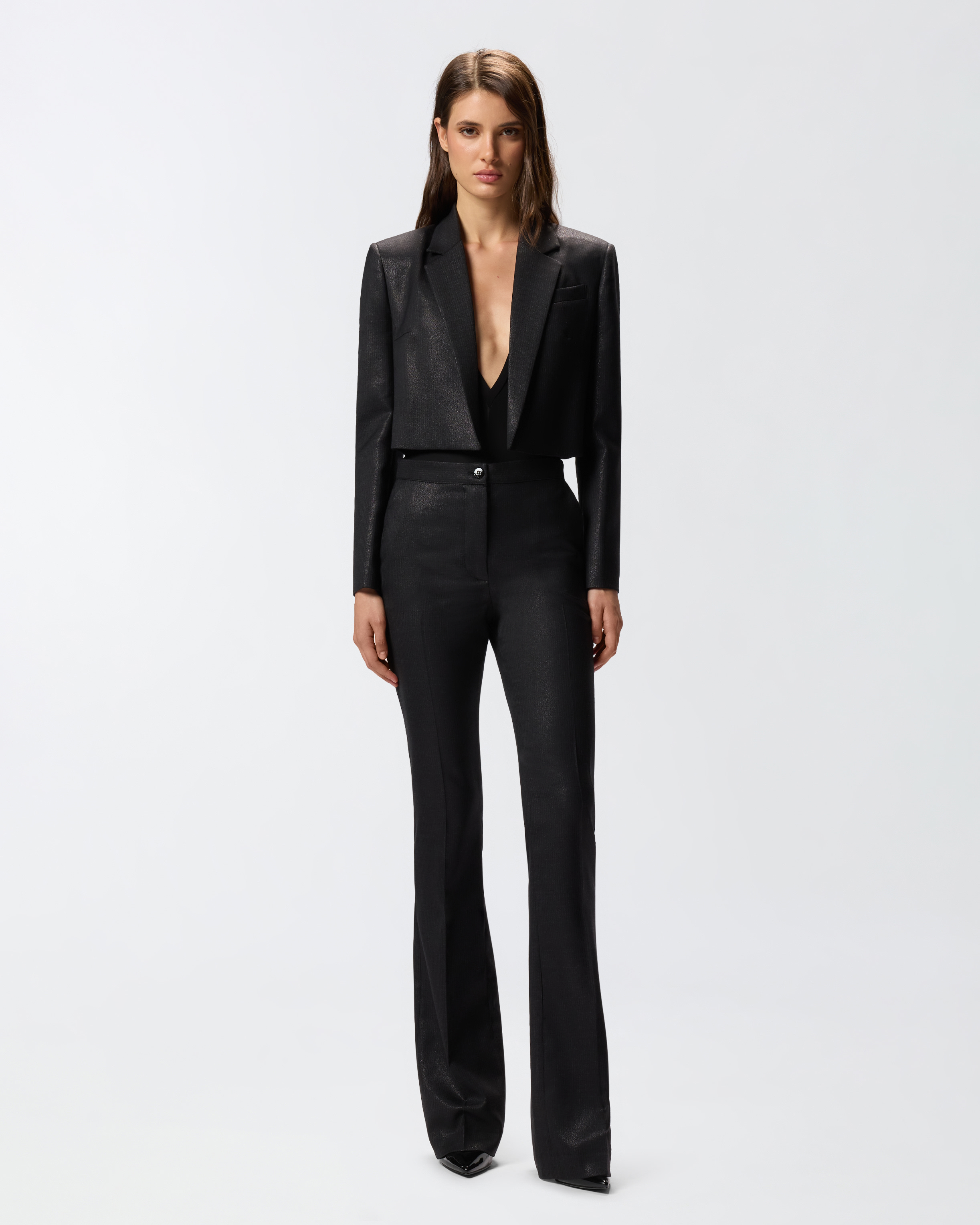 Straight pants with shiny stripe effect PINKO Black