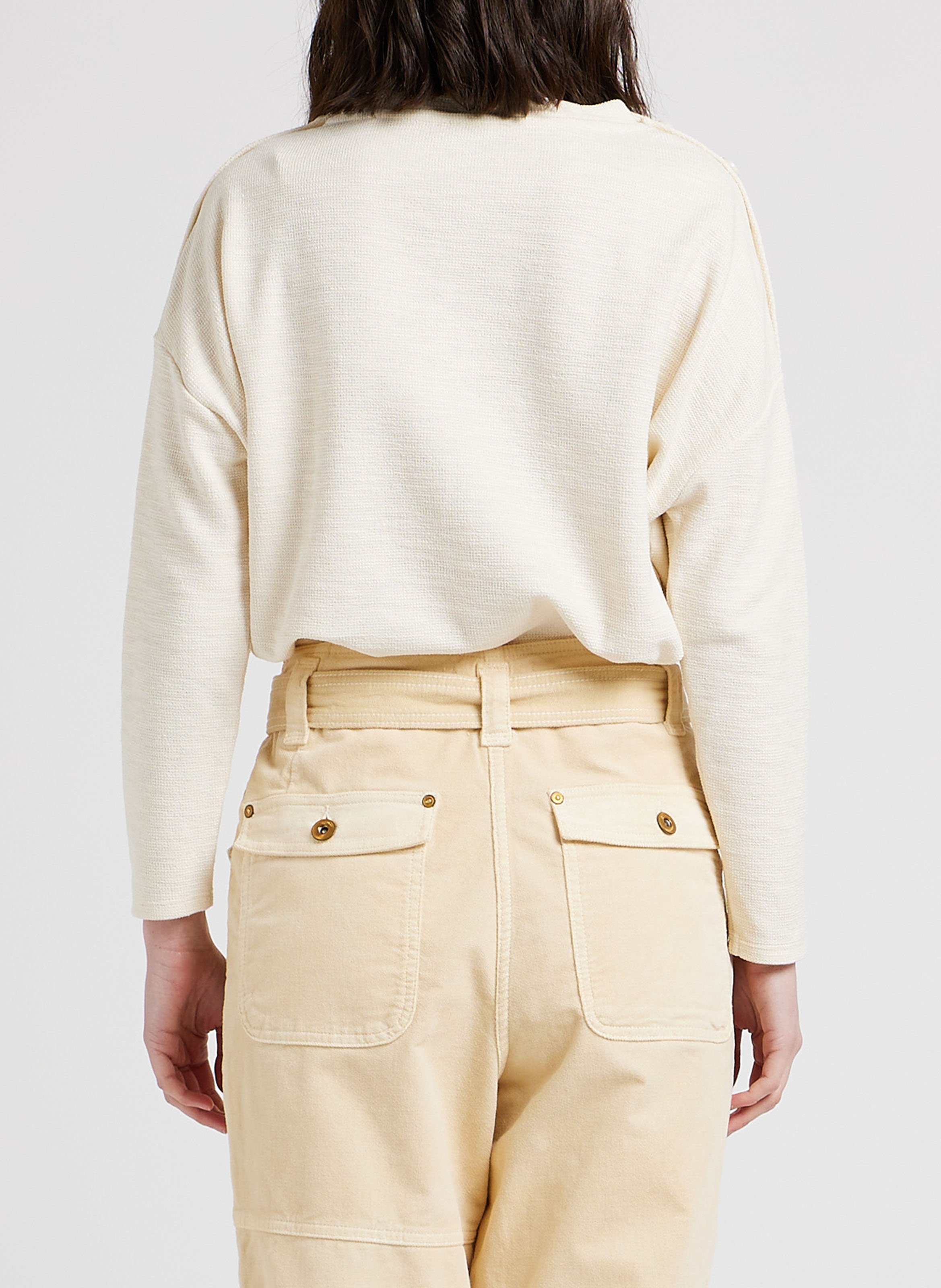 Pull fin col rond en coton mélangé SESSUN Beige