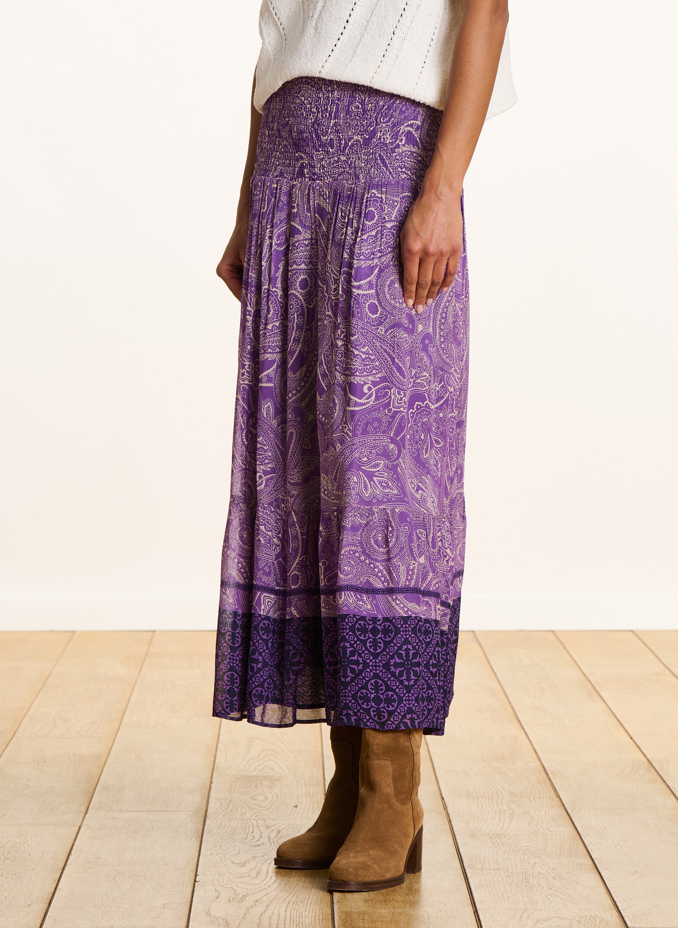 Long flared flowing skirt LA FEE MARABOUTEE Purple