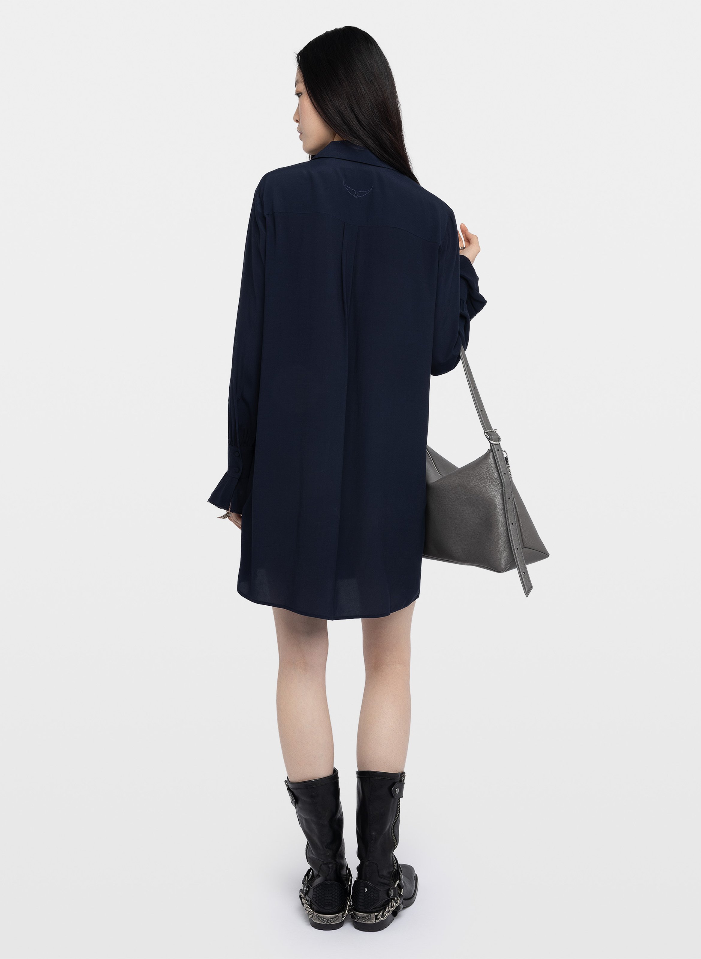 Korte jurk met effen overhemd en ruches-details ZADIG&VOLTAIRE Blauw