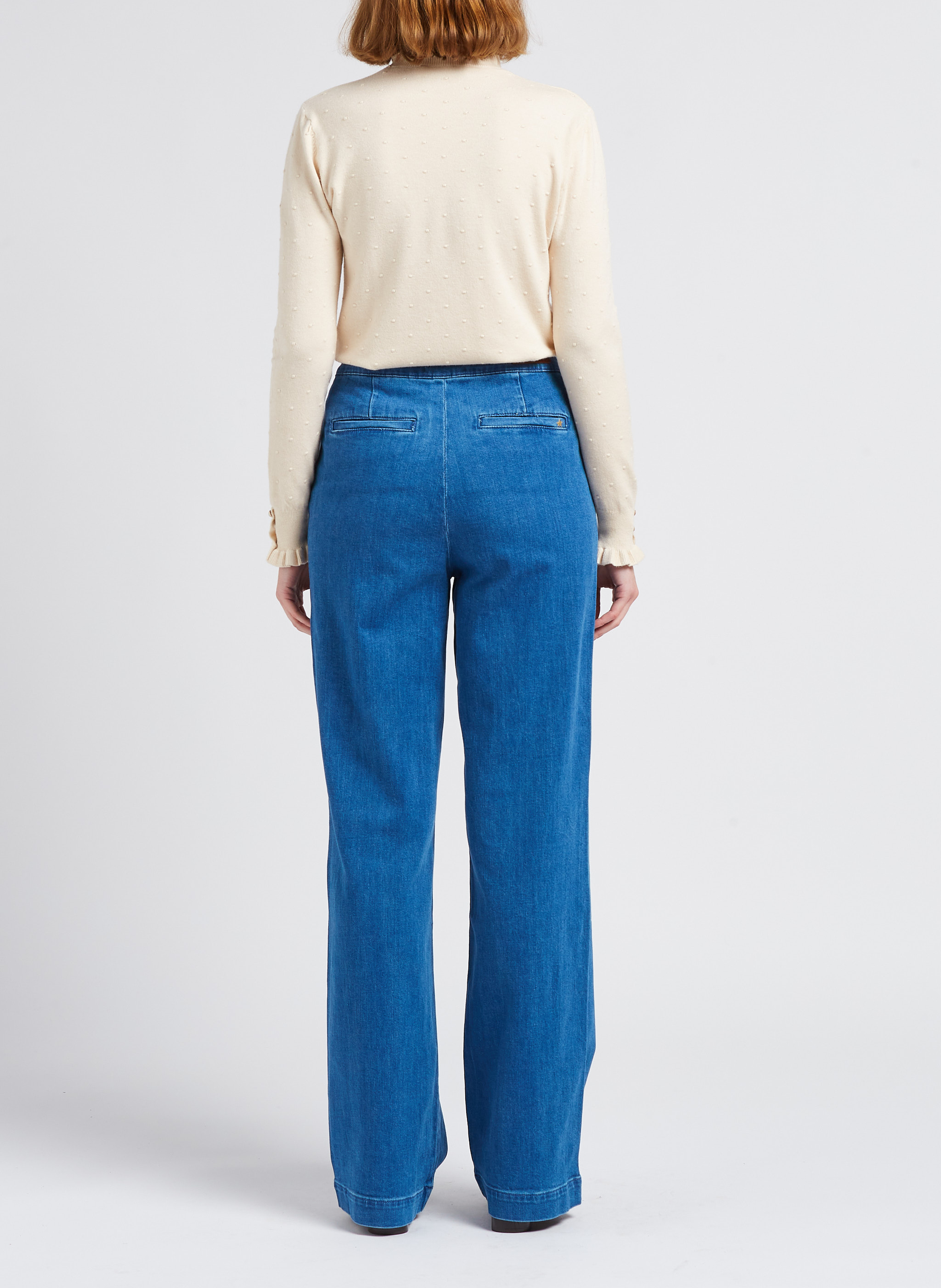 Pull col rond jacquard à volants LA PETITE ETOILE Beige