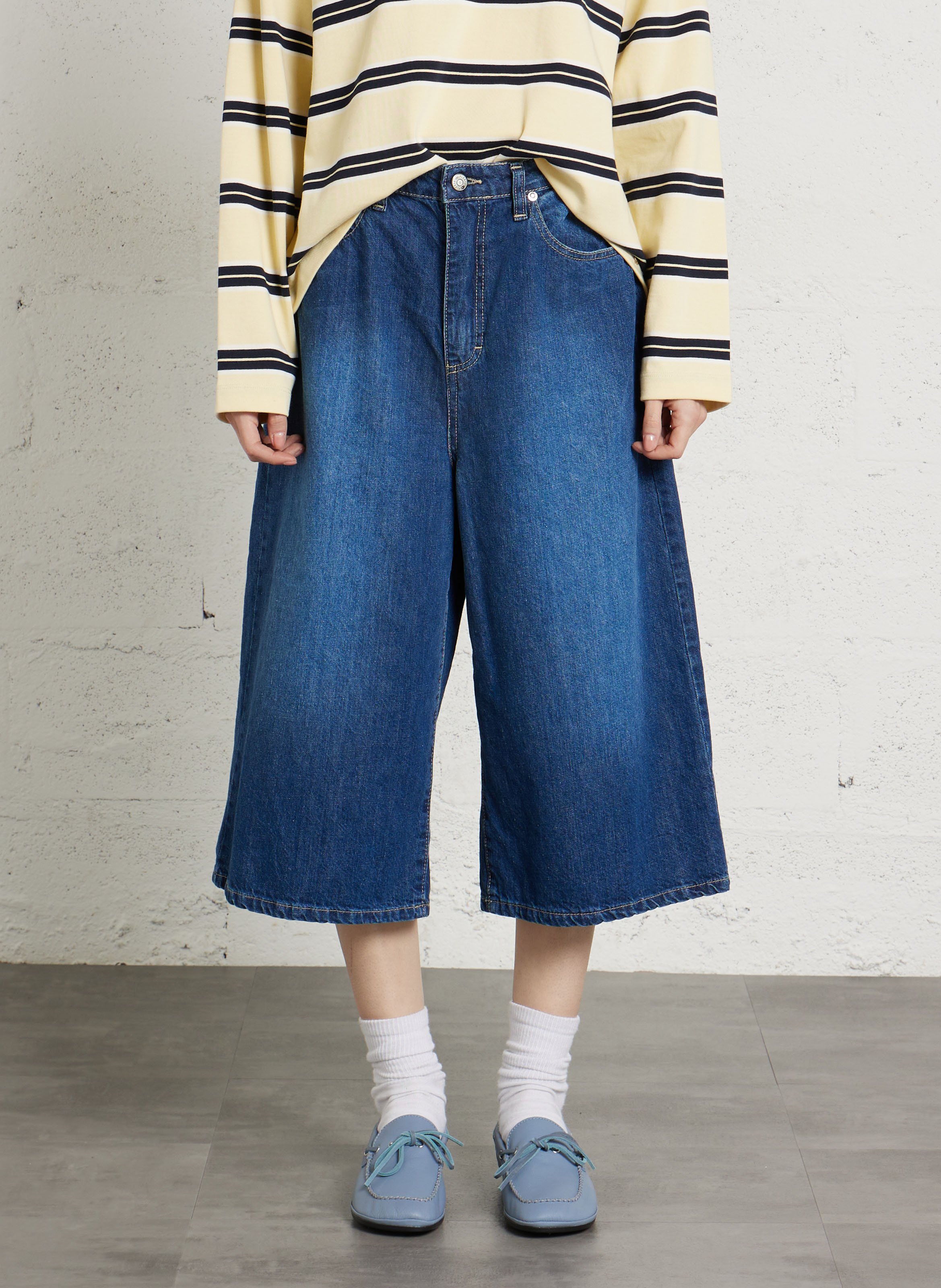 Bermuda long en conton PLEASE Bleu