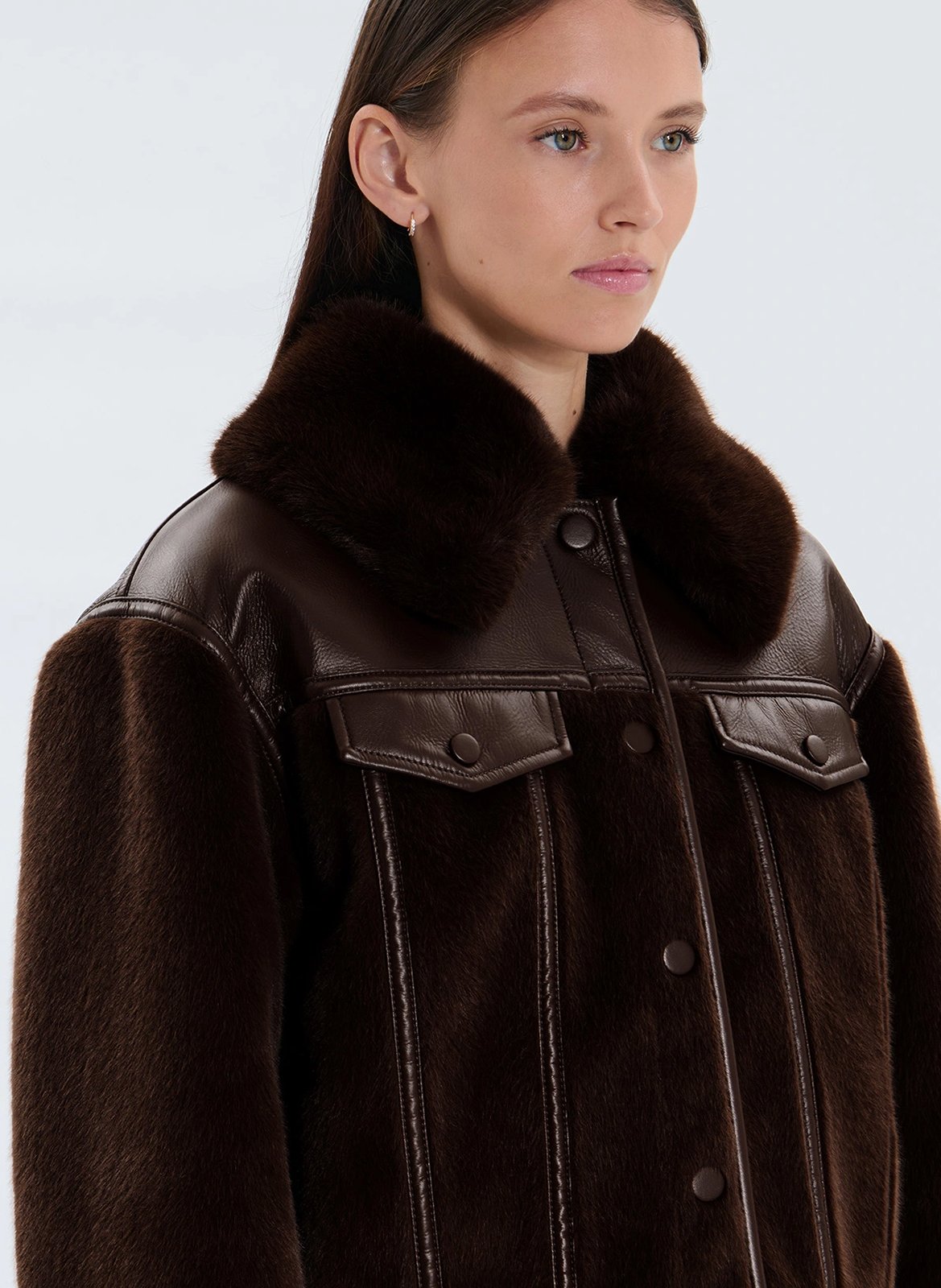 Short faux fur jacket ZAPA Brown