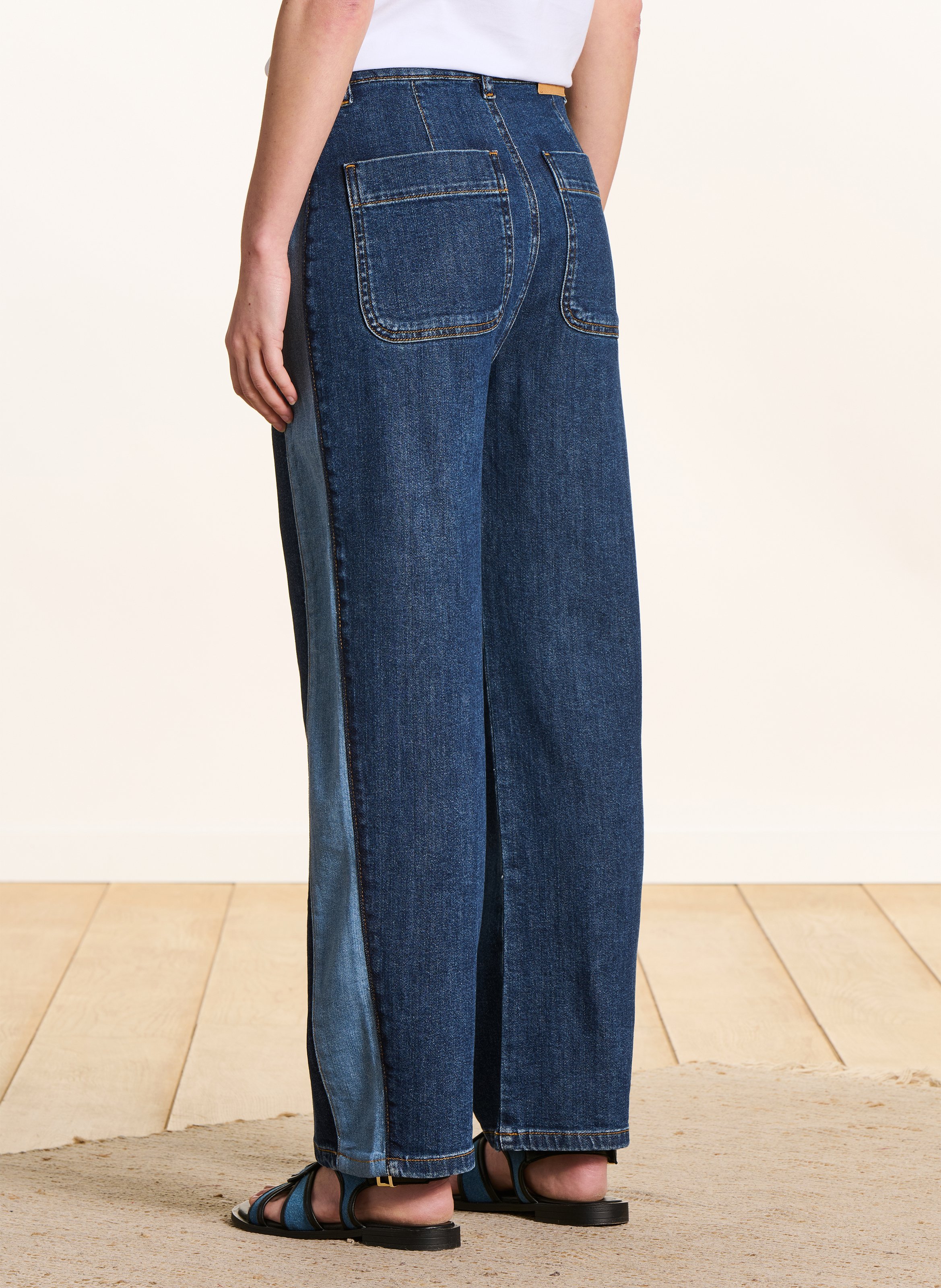 Jean droit en coton bio mélangé LA FEE MARABOUTEE Bleu