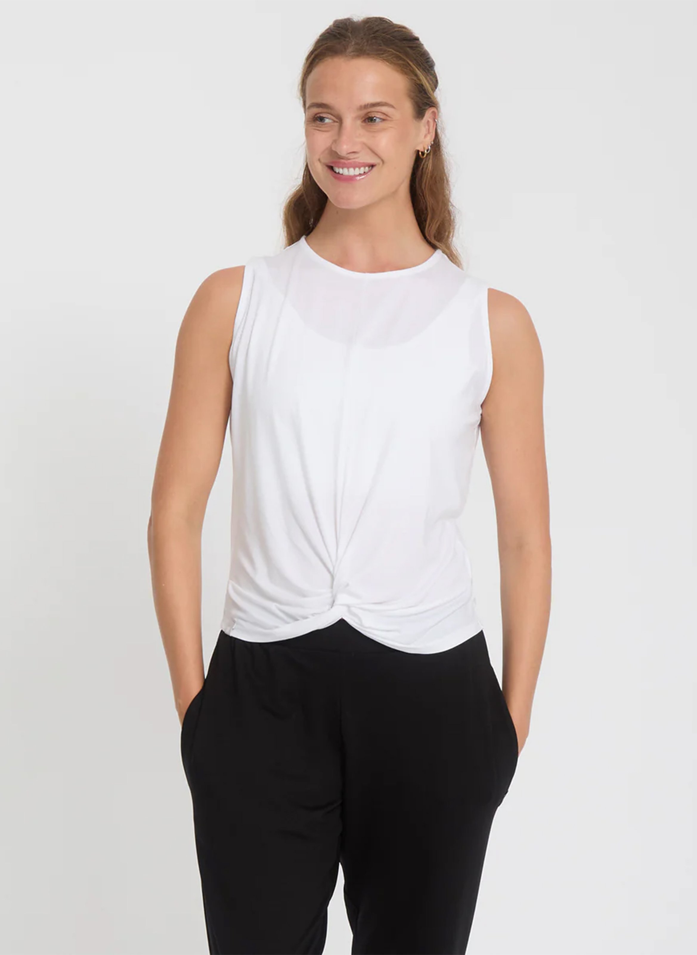 Débardeur de yoga droit en maille fine YOGA SEARCHER Blanc