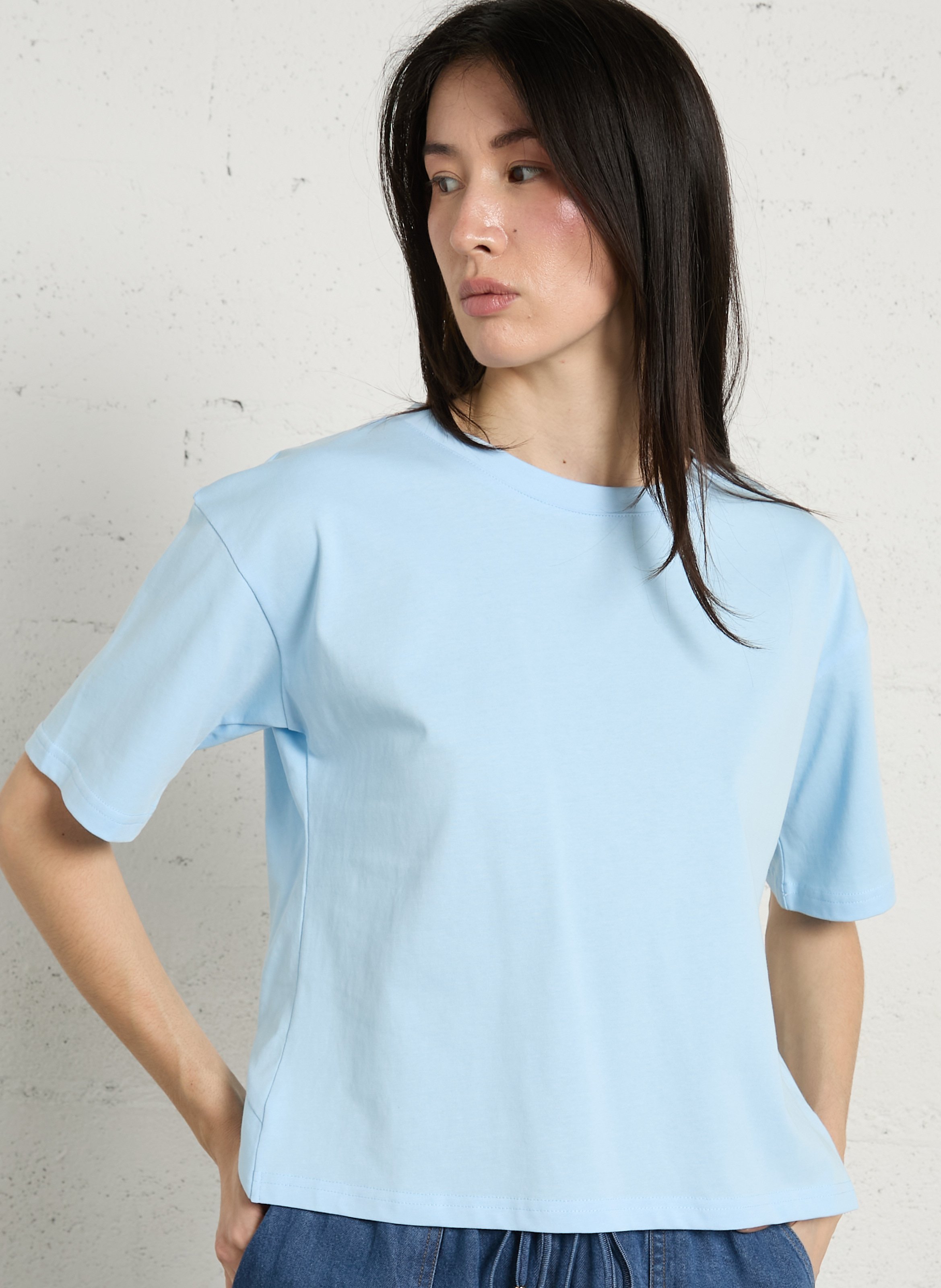 Organic cotton crop top SUNCOO Blue