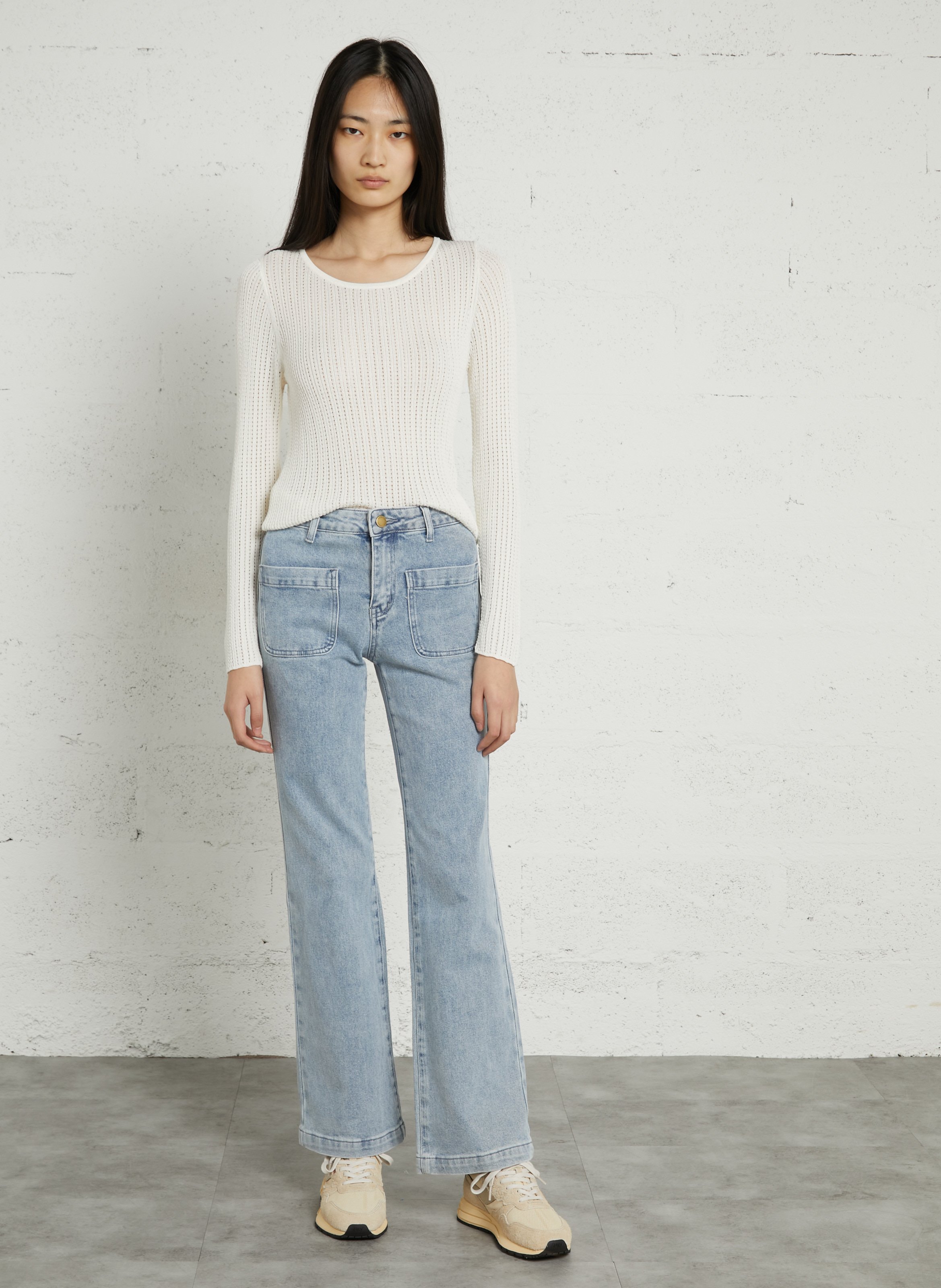 Jean évasé taille haute en coton mélangé LA PETITE ETOILE Bleu