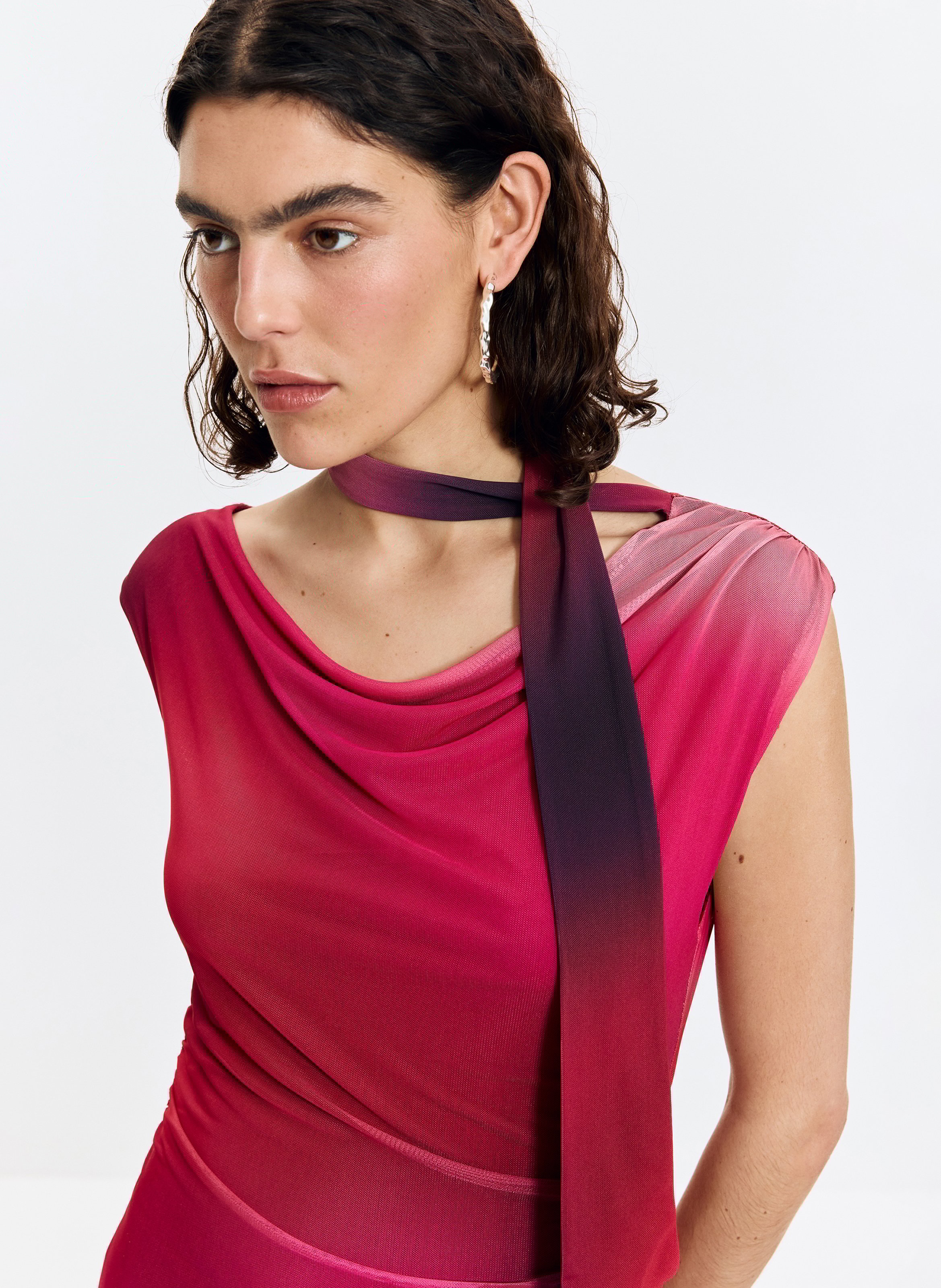 Langes Kleid mit Print DESIGUAL Rot