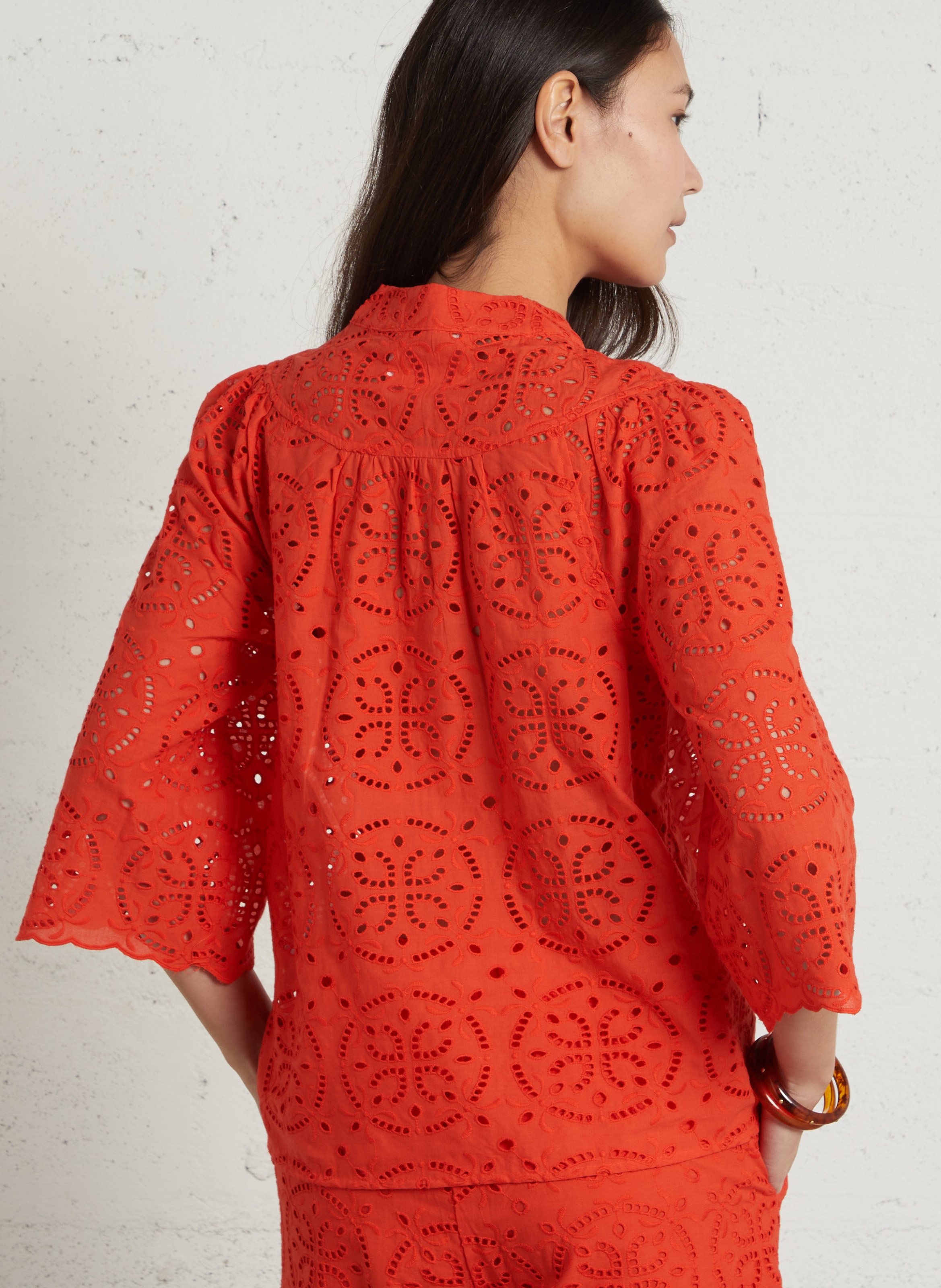 Top manches 3/4 brodé MAISON 123 Rouge