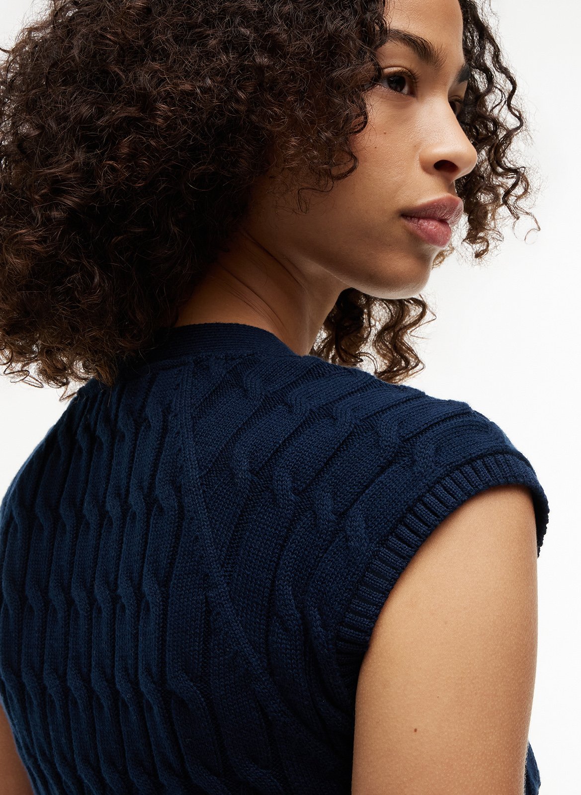 Katoenen top met V-hals TOMMY HILFIGER Blauw