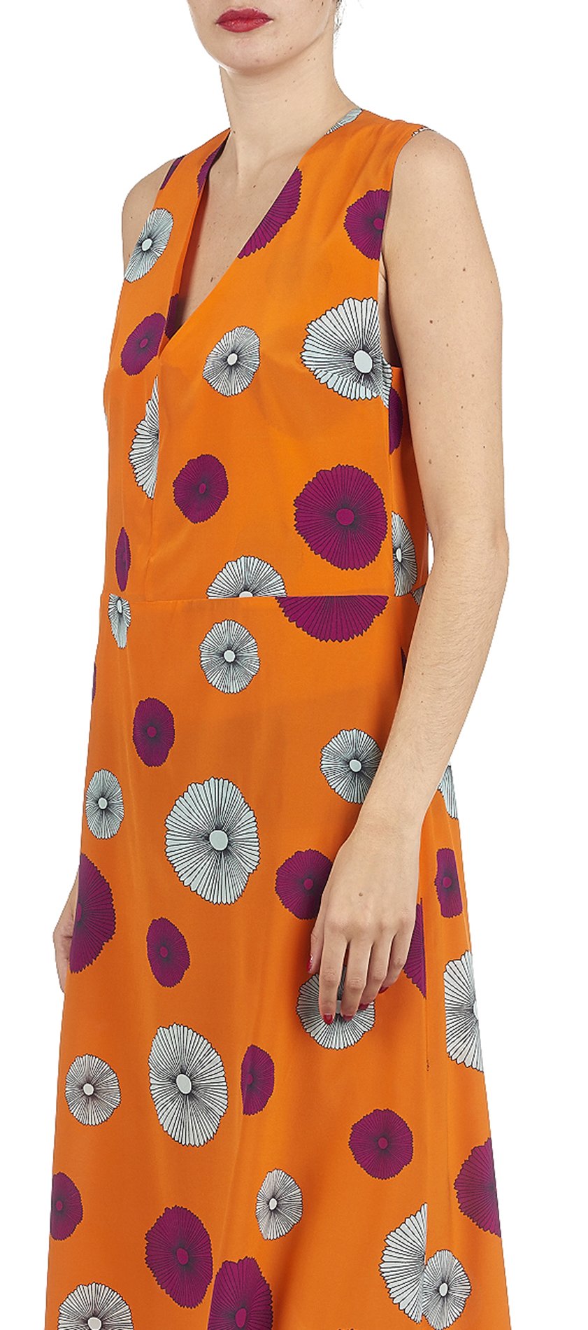 Stretch printed silk dress ATTIC AND BARN Orange