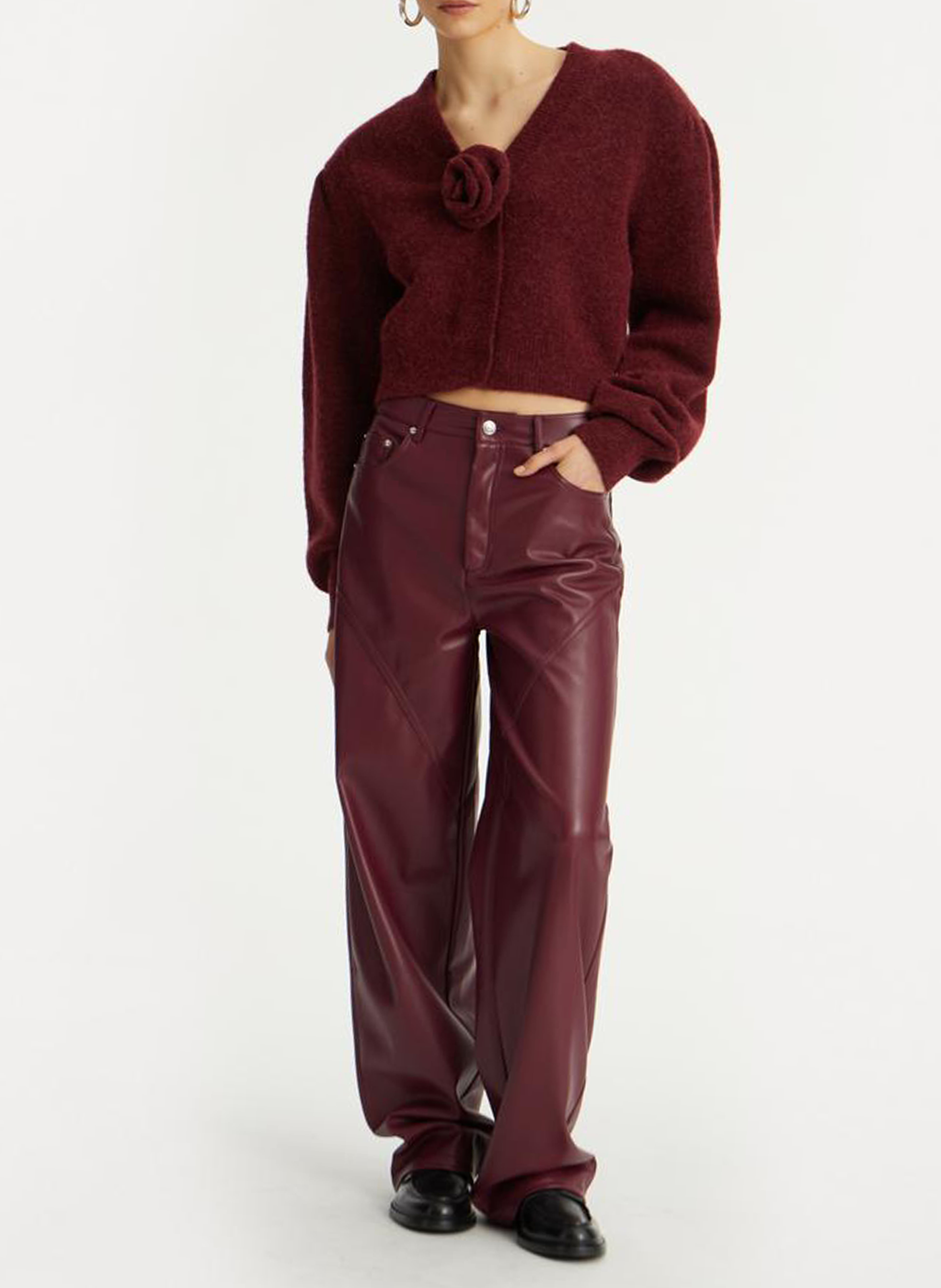 Gestreifte Strickjacke aus Wolle und Kaschmir mit V-Ausschnitt ROTATE Braun