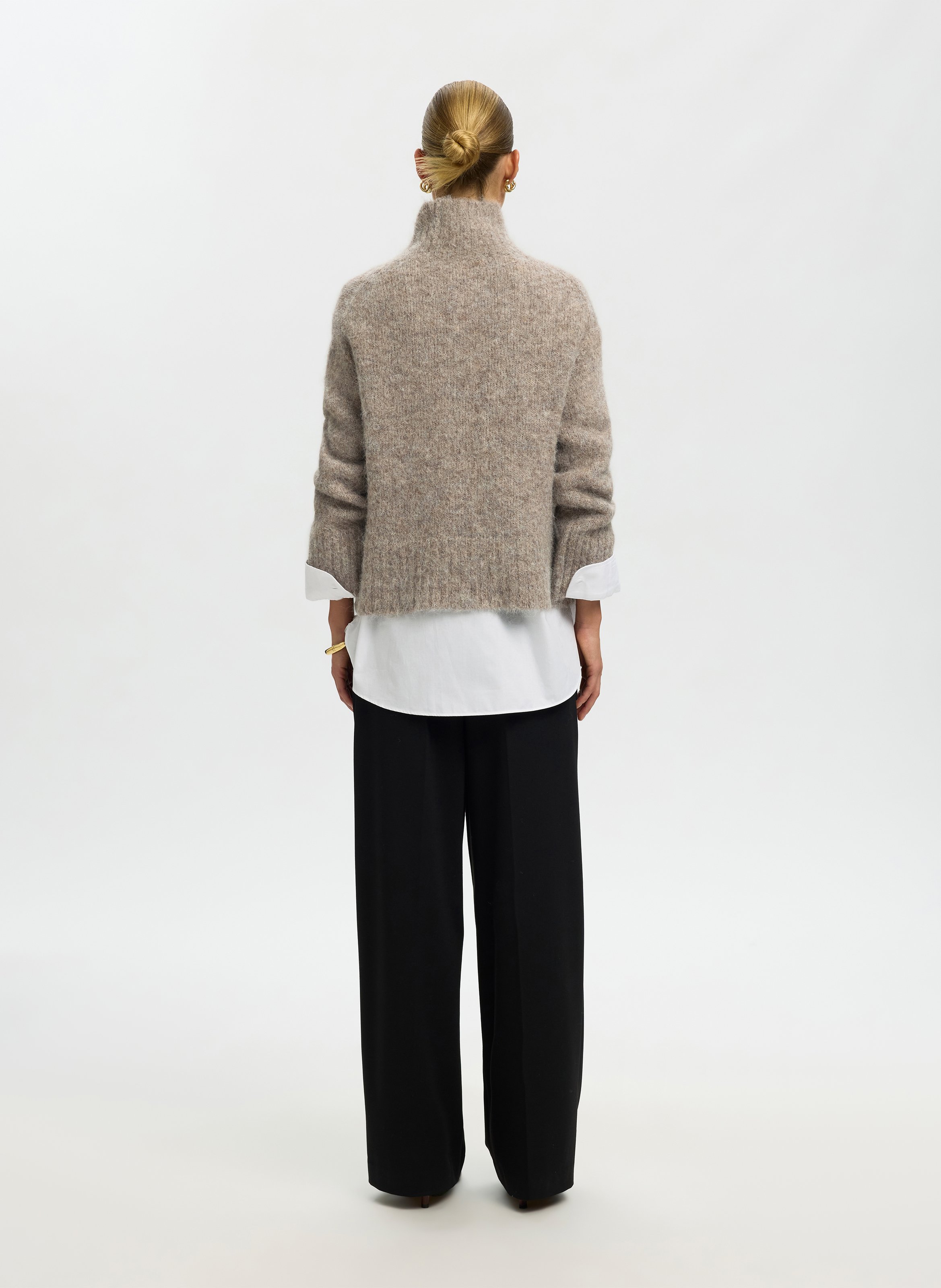 Pull col montant en laine mélangée | Gris SELECTED Femme