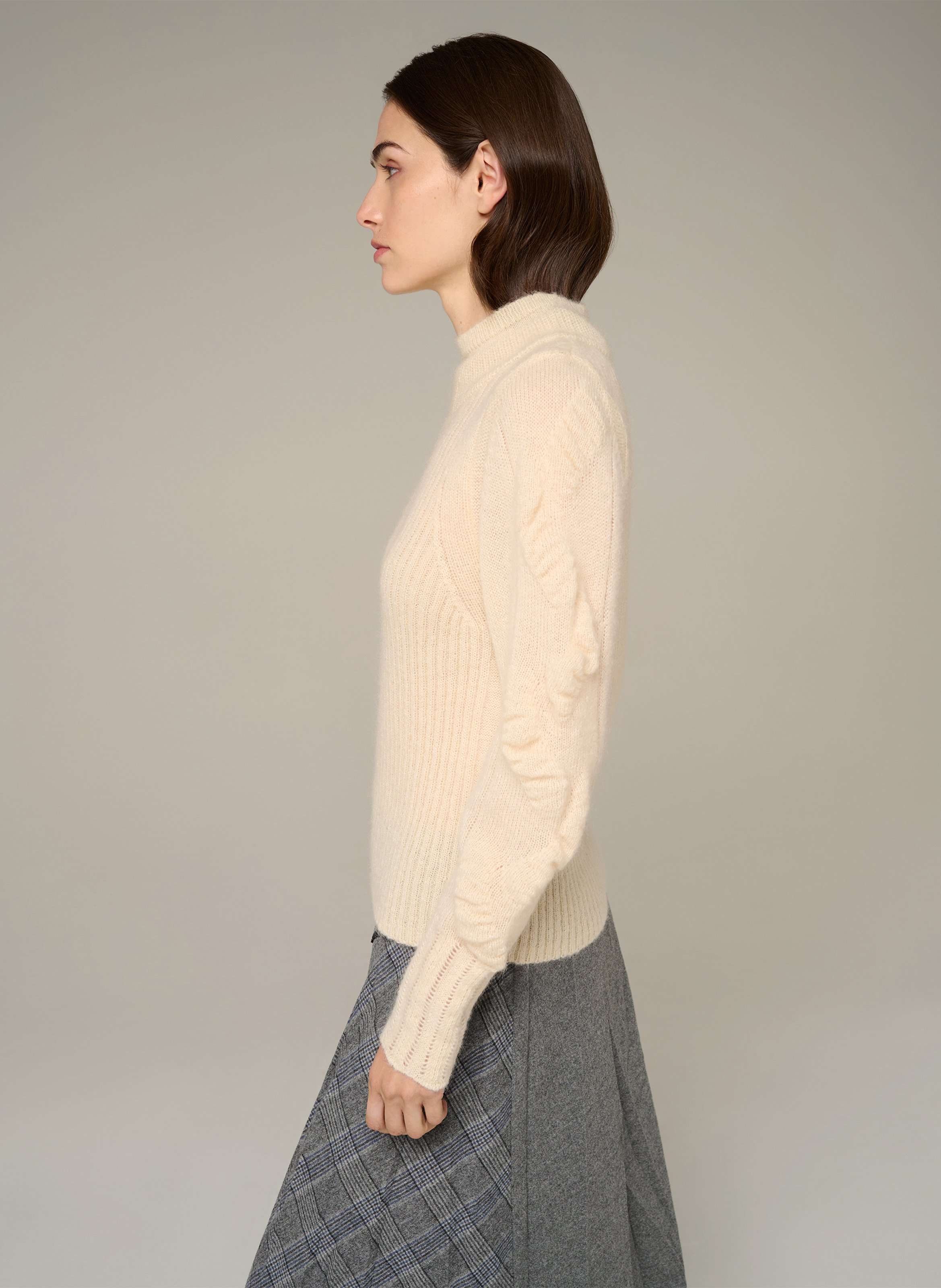 Pull droit en laine mélangée COTELAC Beige