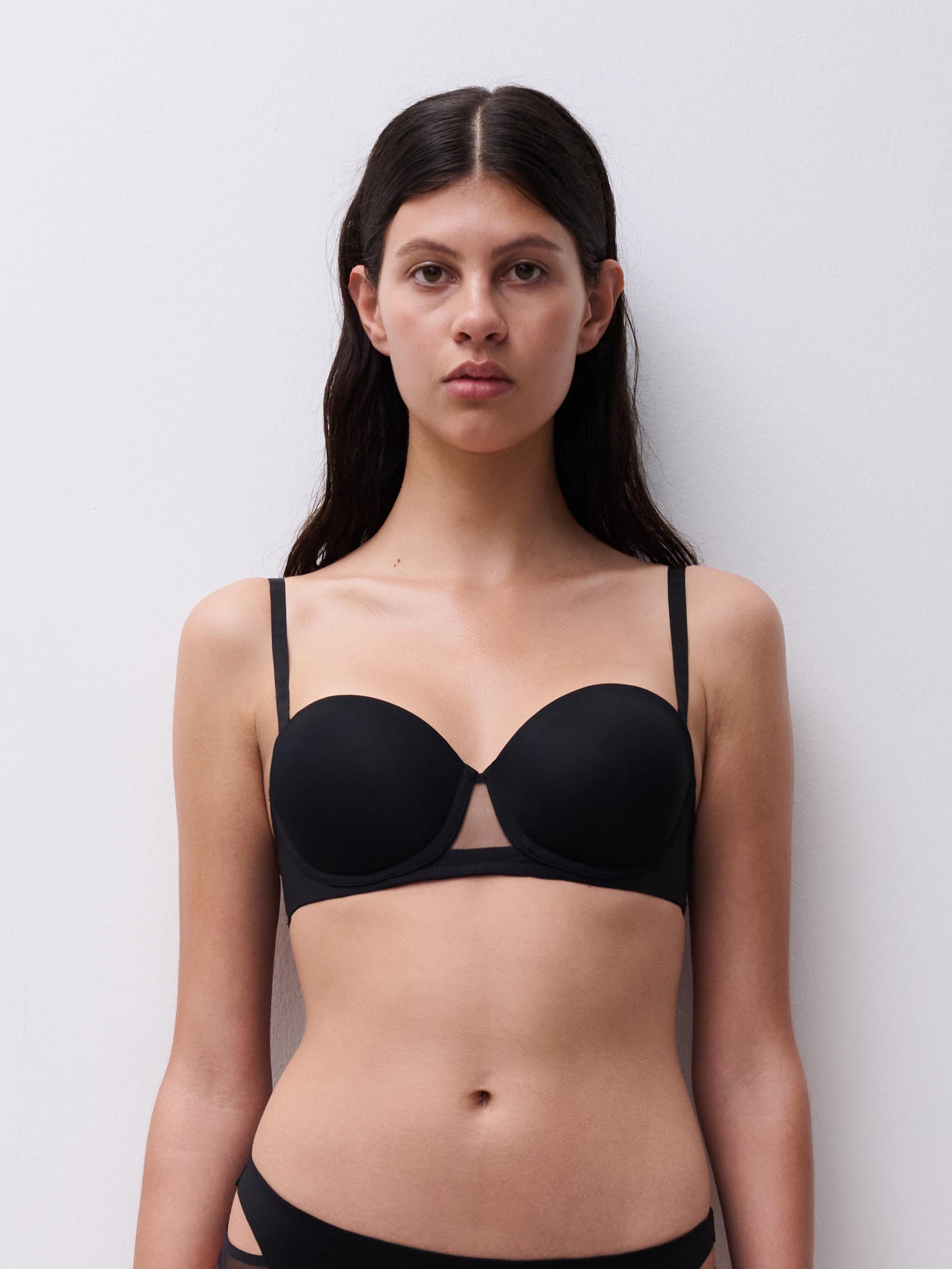 Bandeau bra with cups and removable straps CHANTELLE PULP Black