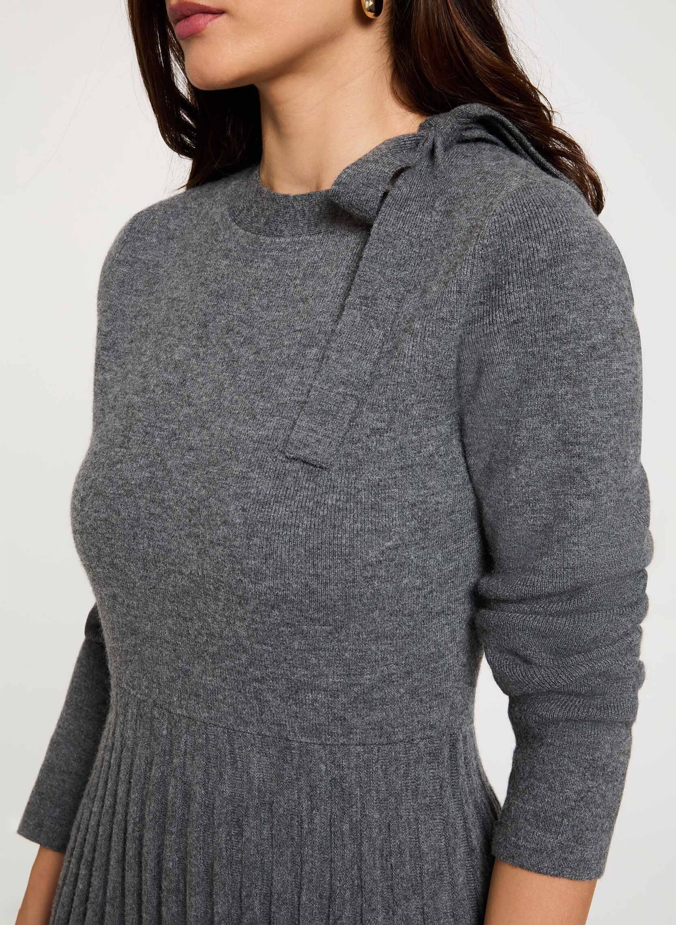 Robe midi plissée en maille MORGAN Gris