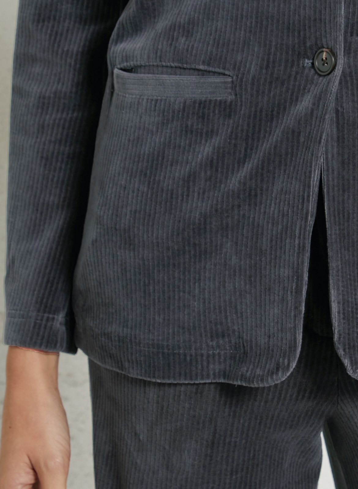 Veste col tailleur en coton mélangé NICE THINGS Gris