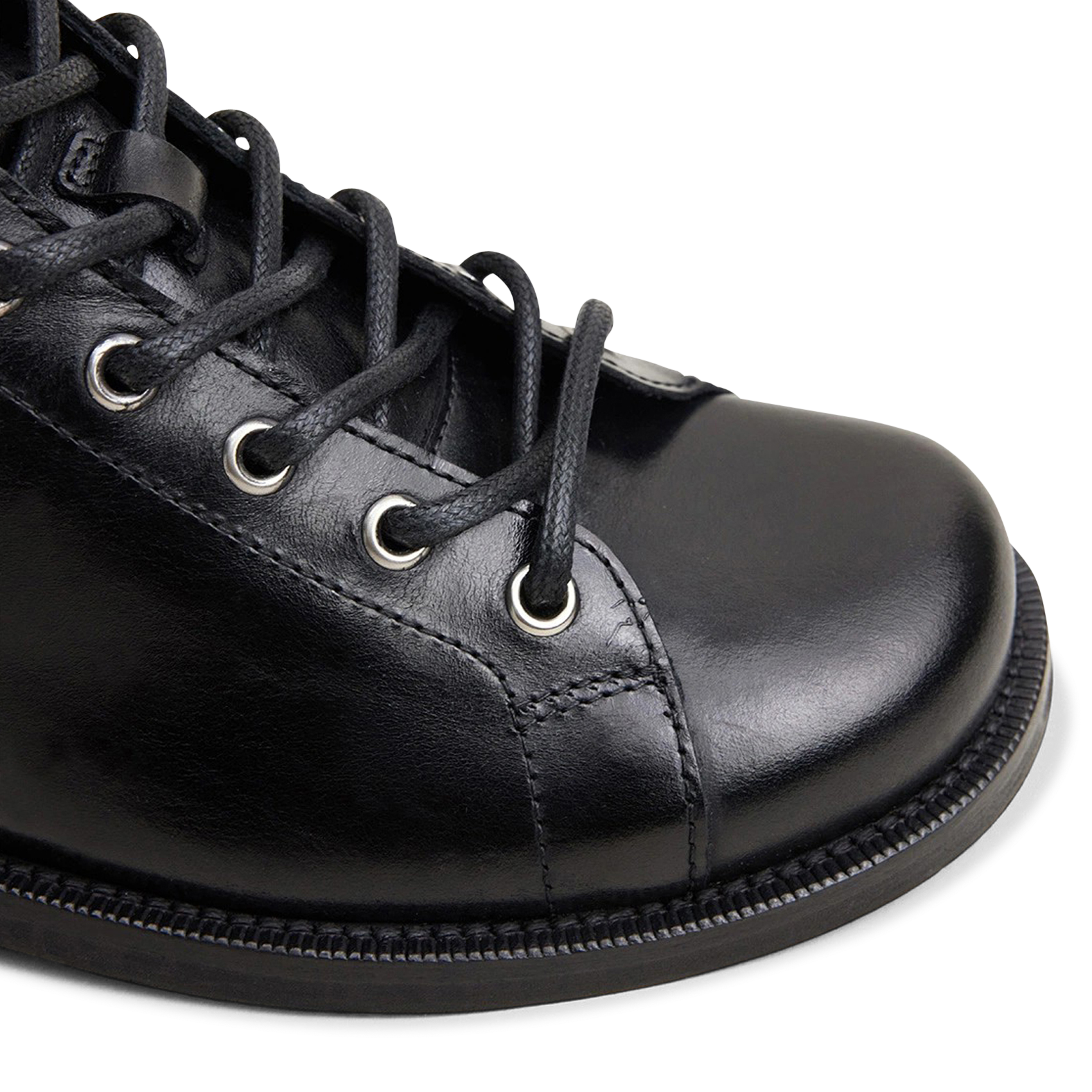 Bottines unies à lacets en cuir JONAK Noir