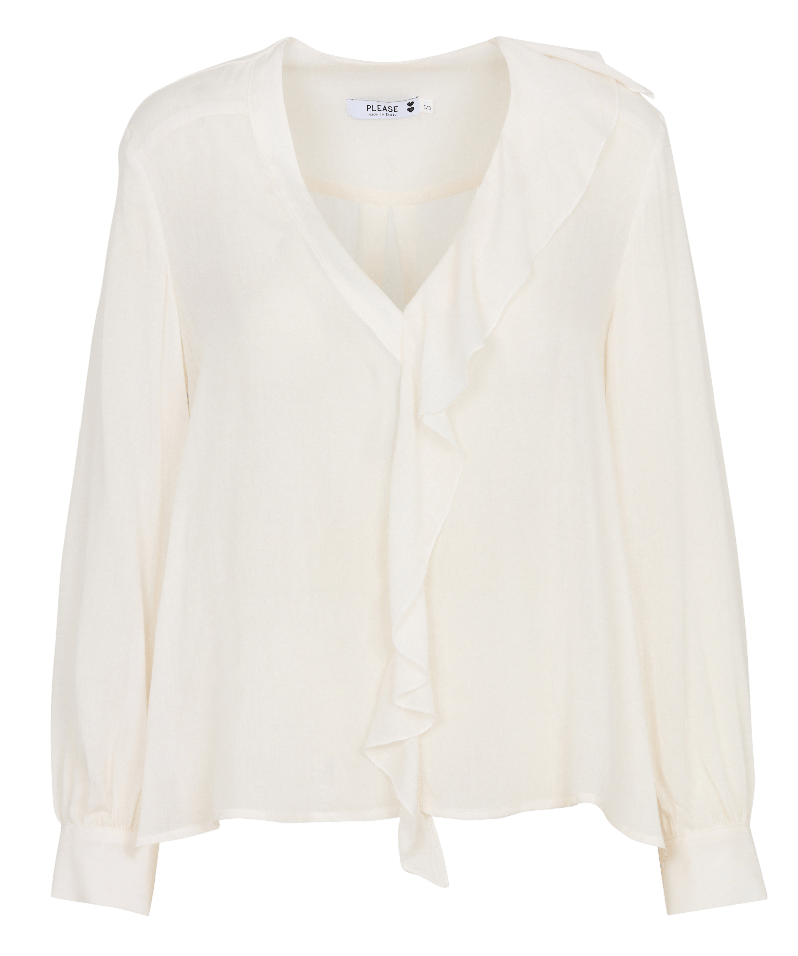 Blouse col v volantée unie PLEASE