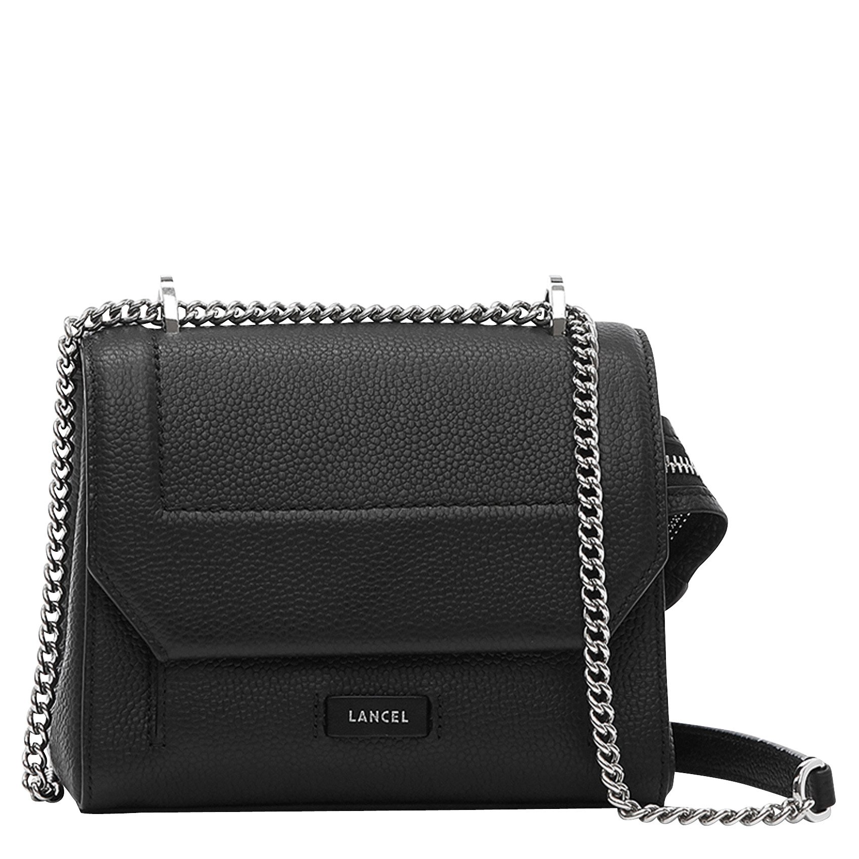 Sac à rabat petit modèle en cuir grainé LANCEL Noir