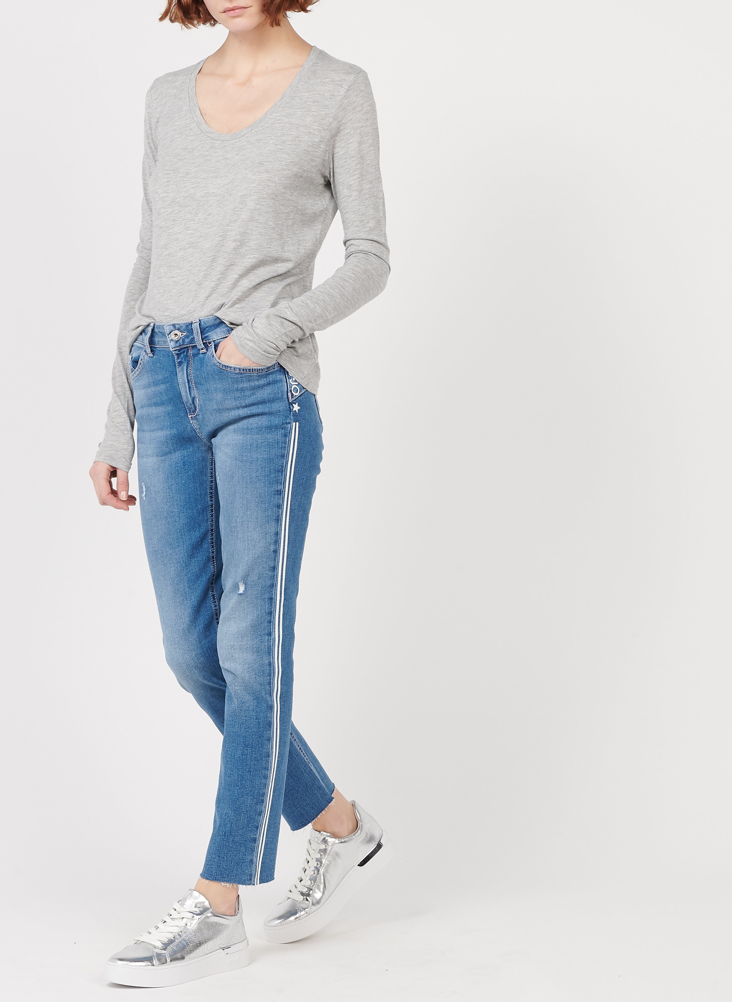 Katoenen T-shirt met ronde hals AMERICAN VINTAGE Grijs