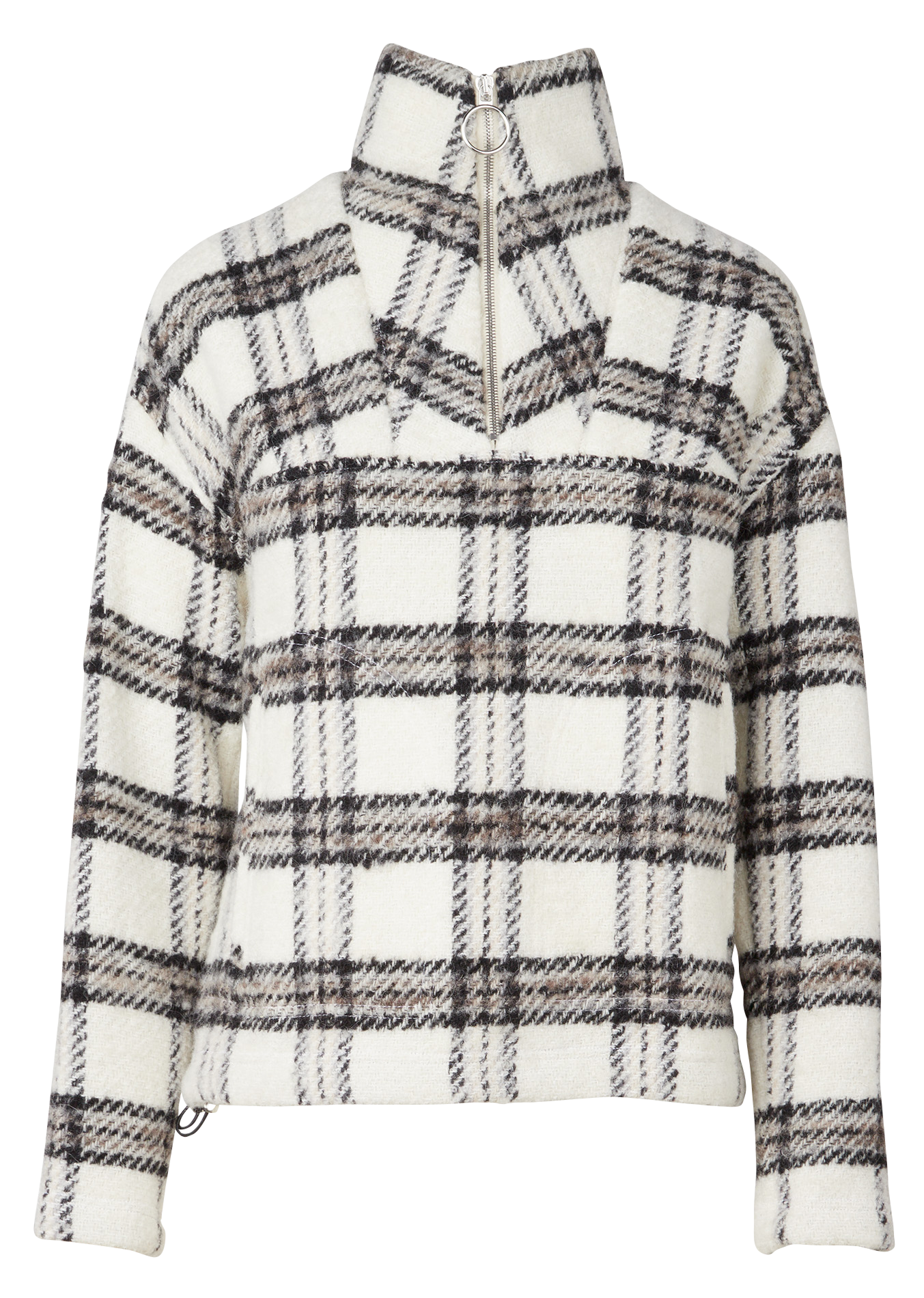 Sweat col camionneur à carreaux en laine mélangée IRO Beige