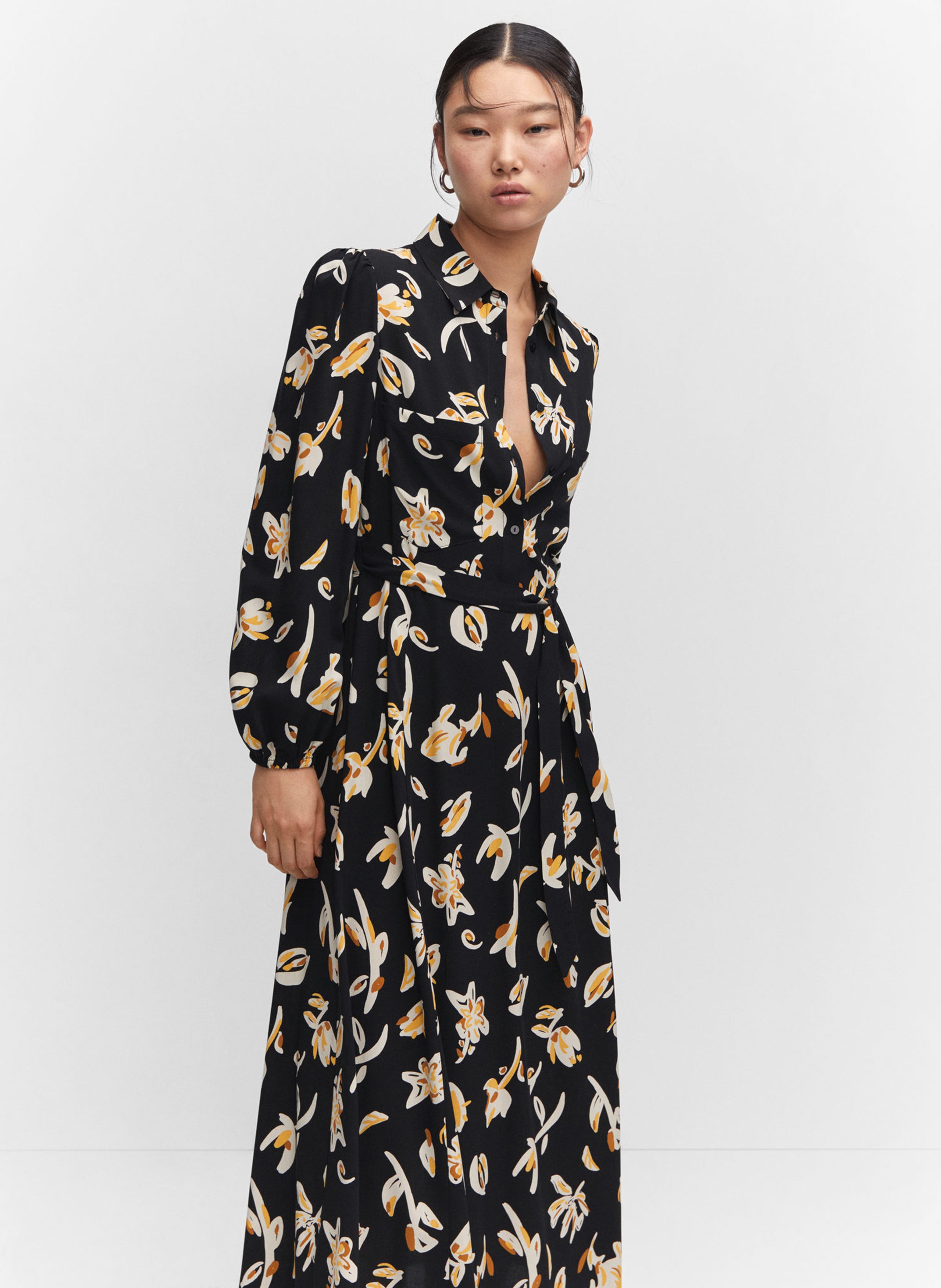 Mango floral sales midi dress