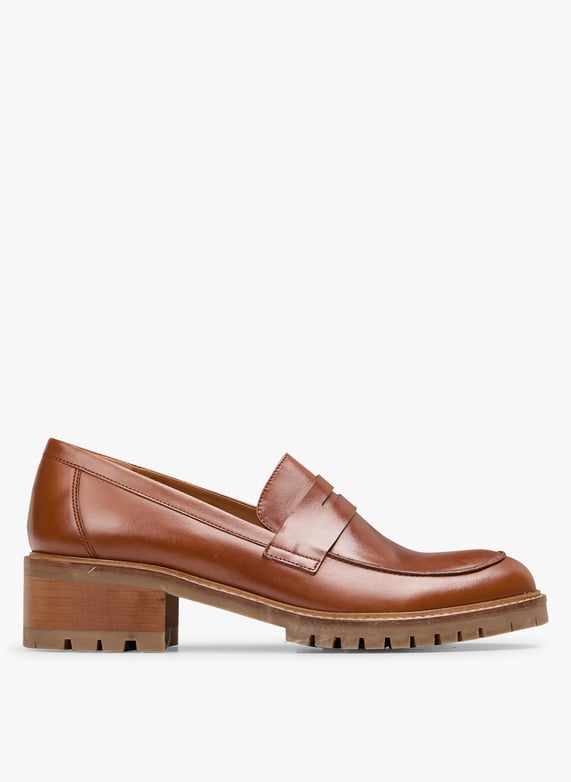 Mocassins crantés en cuir Aubree Marron Mellow yellow Femme
