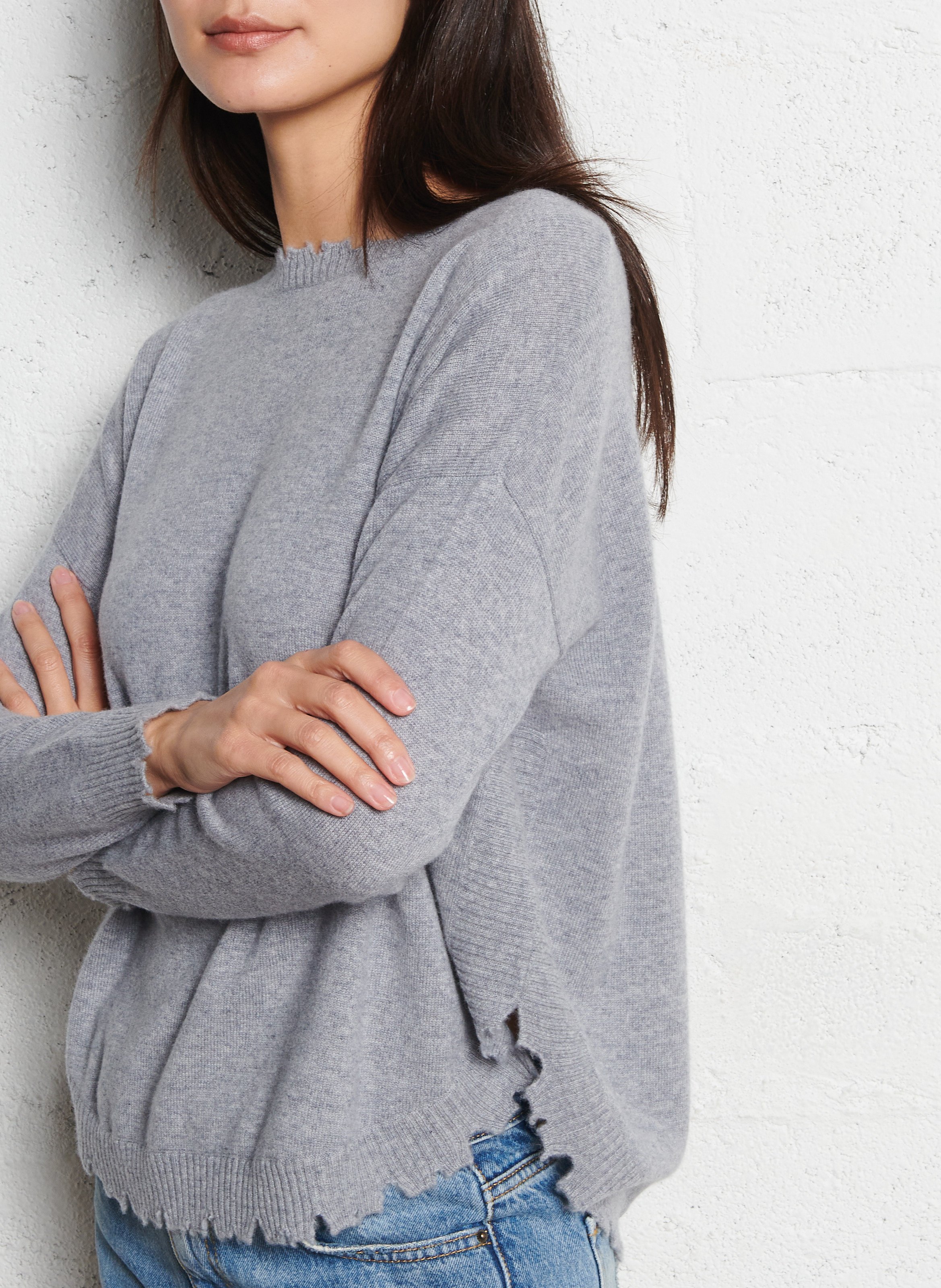 Oversized, gebreide trui van kasjmier KUJTEN Grijs