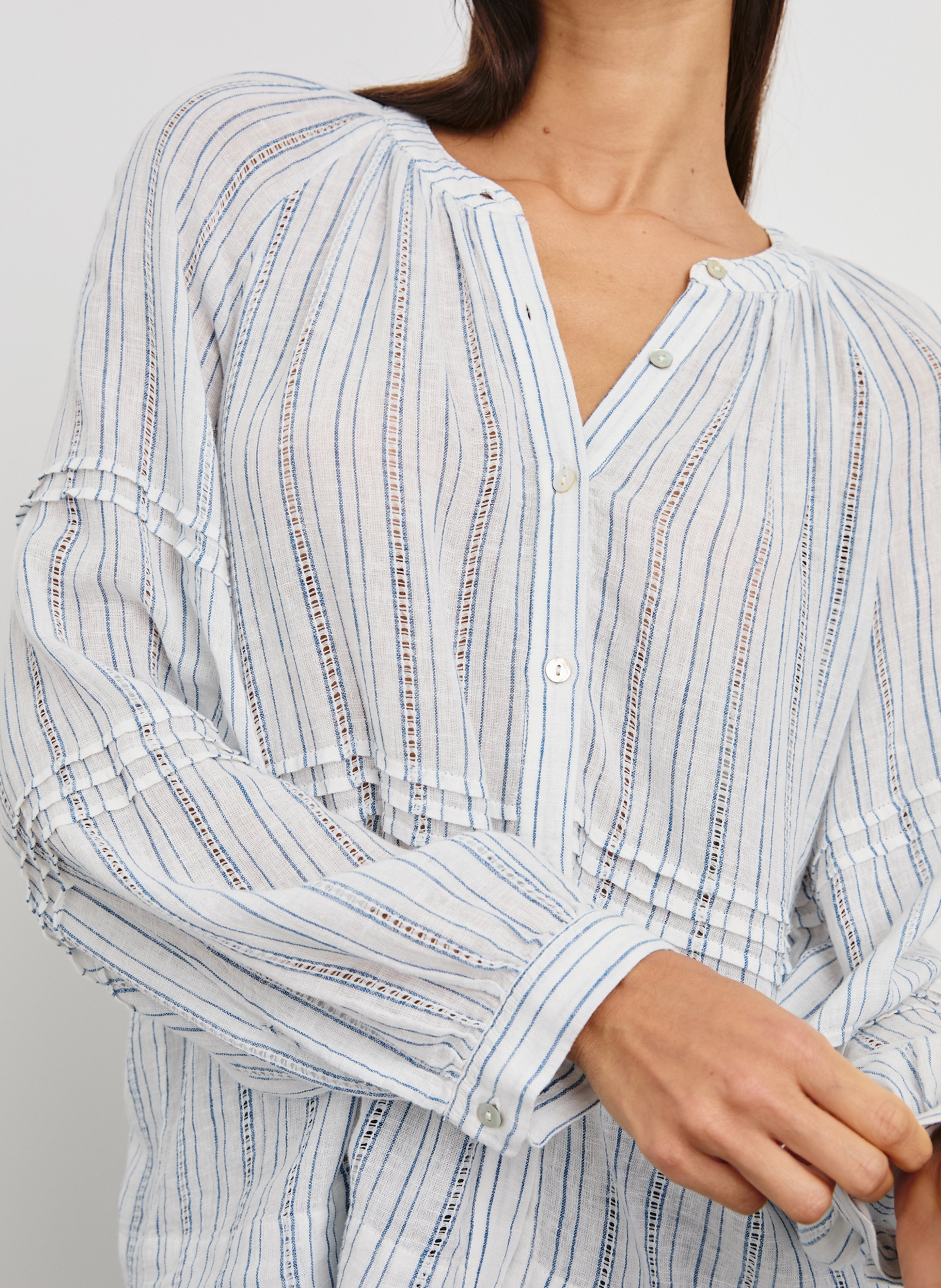 Round-neck linen-blend shirt RAILS Blue
