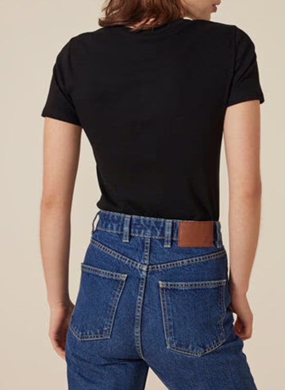 Tee-shirt droit col rond en coton PETIT BATEAU Noir