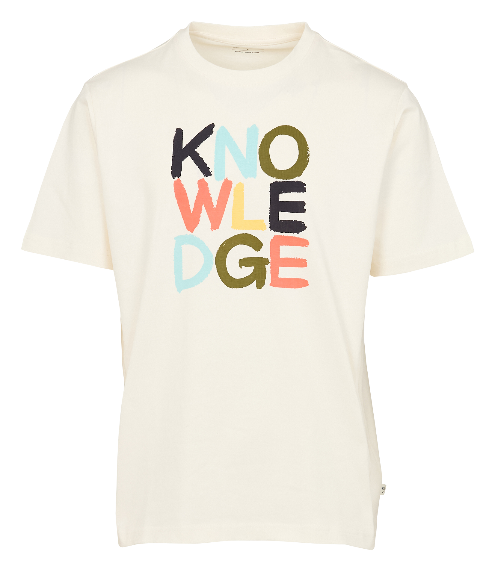 T-shirt van biokatoen met print KNOWLEDGE COTTON APPAREL Wit